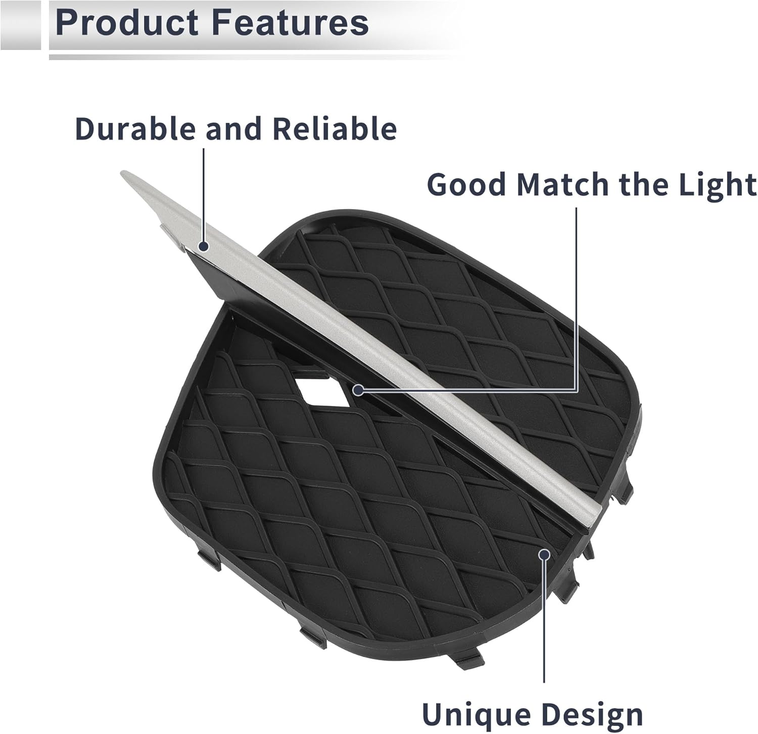 Front Left Fog Light Grill for BMW X5 E70 2011-2013 Front Lower Bumper Fog Light Cover Inserts No.51117222859 ABS 1 Pc