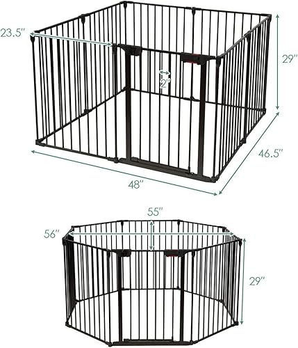 Miniatura 3 de Costzon Puerta de seguridad para bebés, valla de chimenea de 6 paneles, puerta plegable para bebé extra ancha para fácil con paneles de
