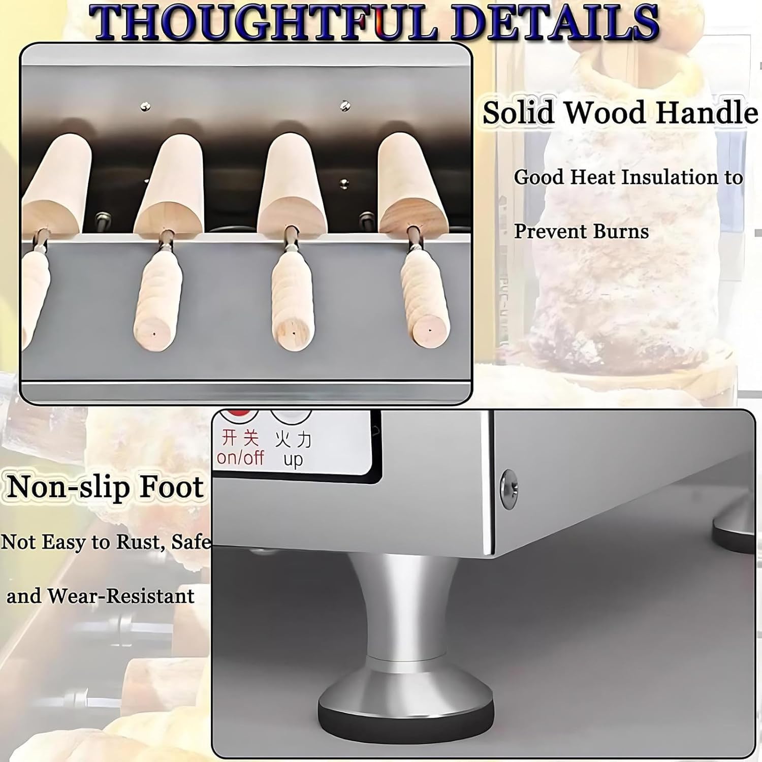 Fabricant De Cornets De Glace Et Four à Pain CheminéE 3000w, Machine à Griller avec 4 Rouleaux Coniques Et Bouton De RéGlage, pour Utilisation en Boulangerie
