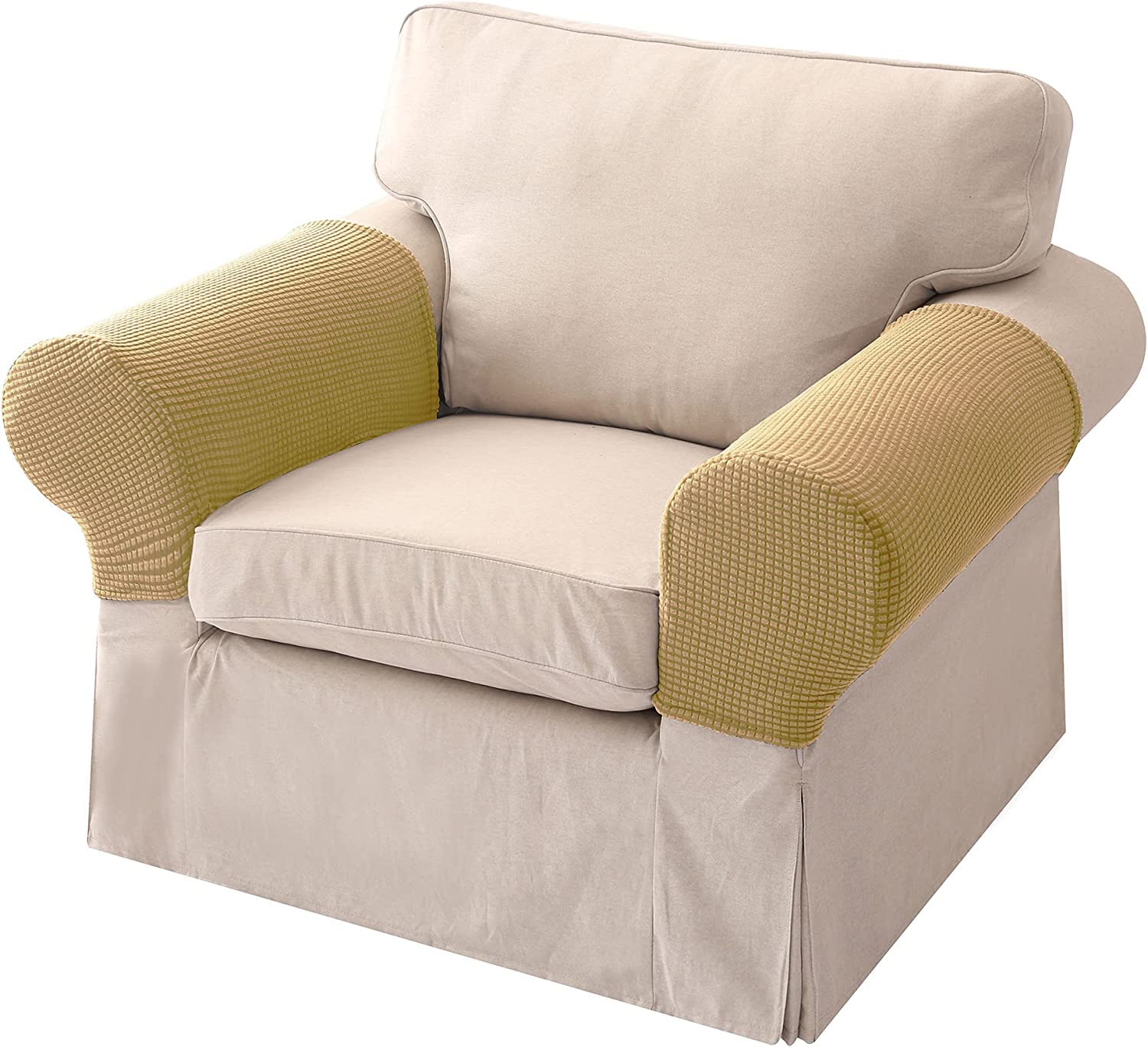 Sesselhussen Stretch Sofa Armkappen Rutschfeste Armlehnenbezüge Armlehnenschutz Spandex Polyester Sofabezüge für Stühle Möbelschutz, 2er Set, Rot (Farbe: einzigartige Farbe, Größe: Set von