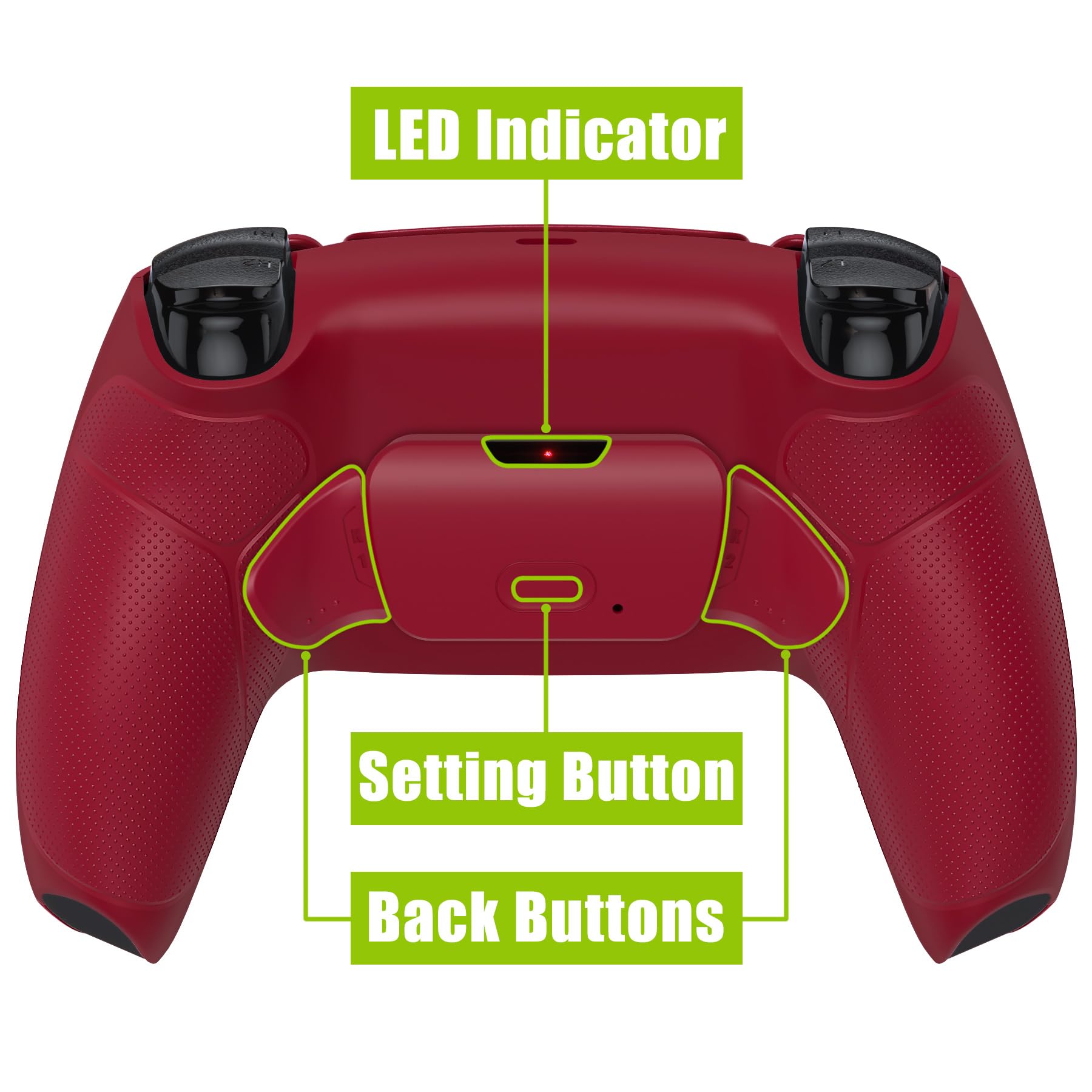eXtremeRate RISE Remap Kit Programmabile per ps5 Controller BDM-030/040/050,Tasti Aggiuntivi Palette Back Button Cover Grip Gomma Pulsante Posteriore per ps5 Joystick-Volcanic Red