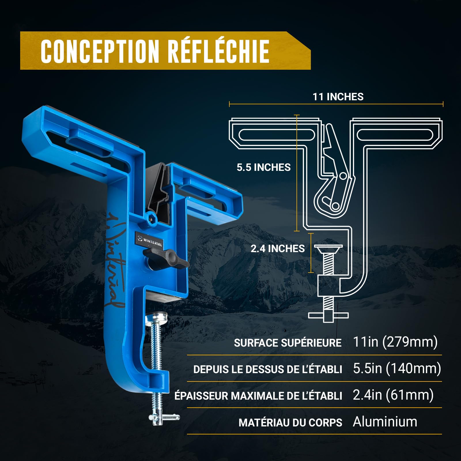 Winterial Étau à Skis et Snowboard Set de 2 Réglable Positions Horizontales Verticales