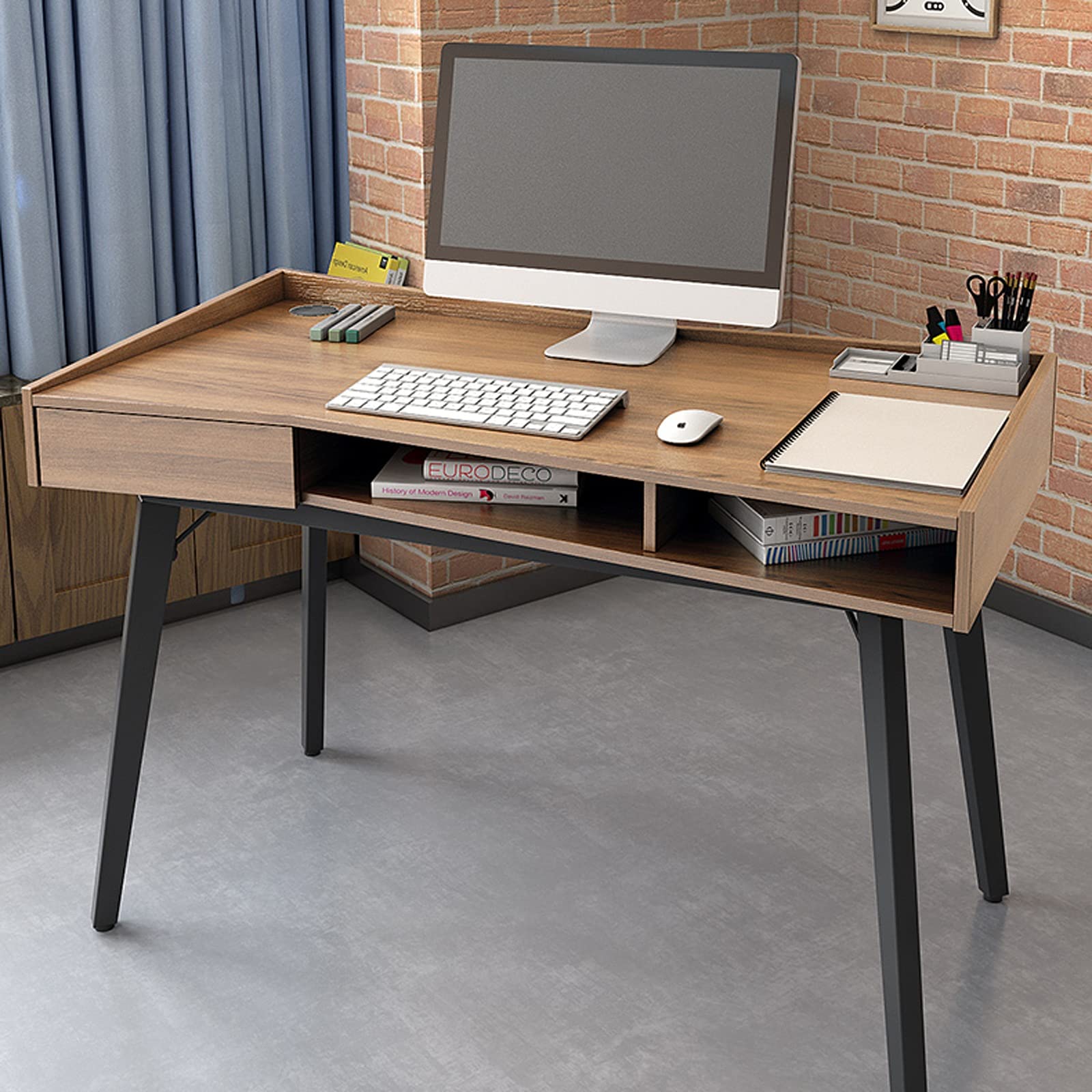 木製×スチール脚 ワークデスク・PCデスク Amazon｜パソコンデスク クリエイティブモダン PC.ワークステーション
