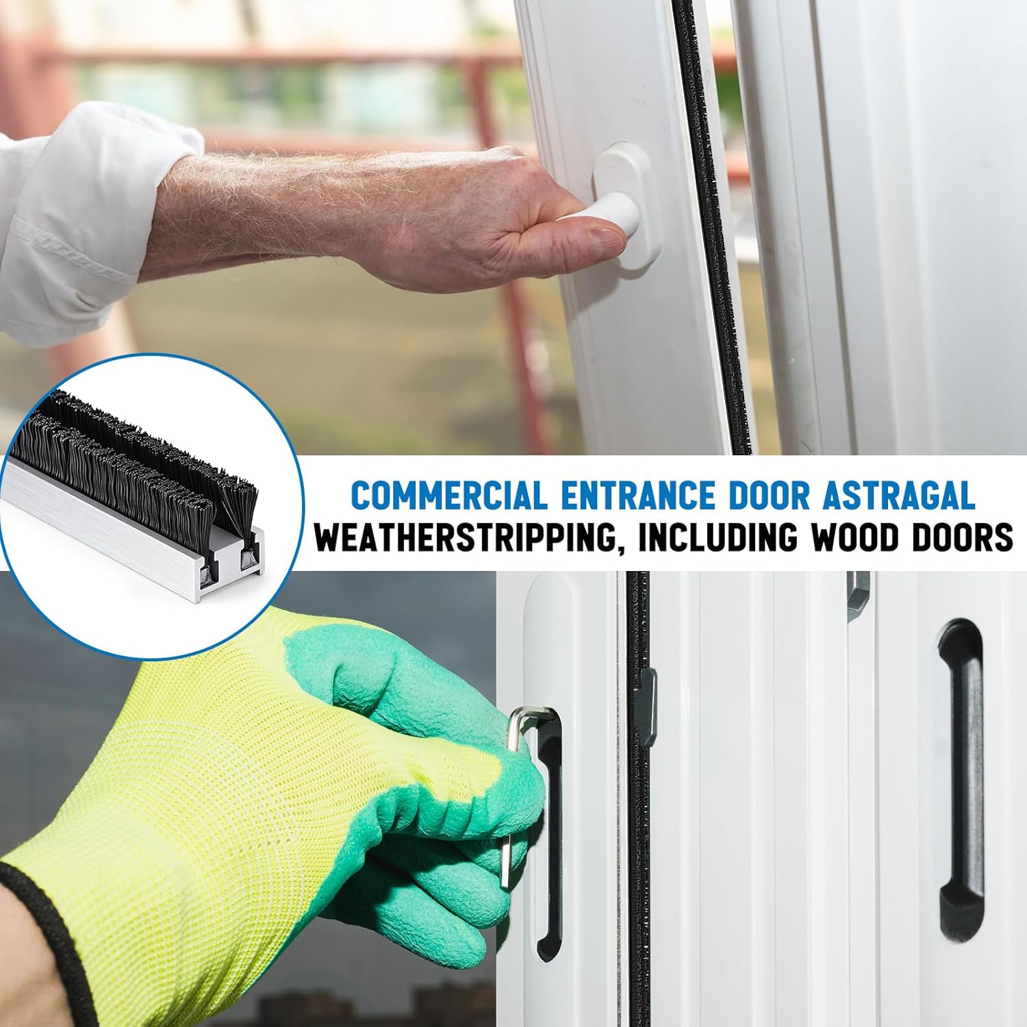 Pushglossy 8 Pcs 42 Inch Commercial Door Weather Stripping 1/2" w x 9/32" h Astragal Weatherstripping for Commercial Entrance Door Seal