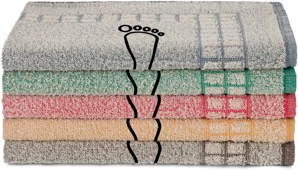 Kit 05 Tapete Para Banheiro Atoalhado 100% Algodão Felpudo 45x65cm Saída de Box Alta Absorção - Sortido