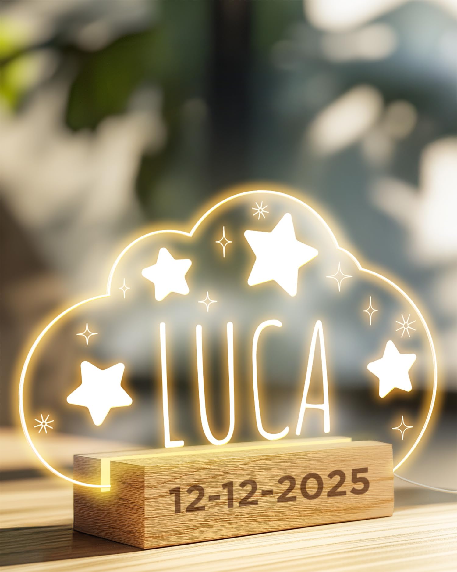 Panorama Lámpara Personalizada Bebé 22x15 cm - Modelo Nombre - Luz Nocturna para Pequeños - Lámparas Personalizadas Decorativas - Regalos Originales Bautizos