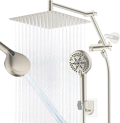 Miniatura 13 de iFealClear Cabezal de ducha filtrado de lluvia de metal, cabezal de ducha de lluvia de alta presión de 10 pulgadas con rociador de mano, lavado