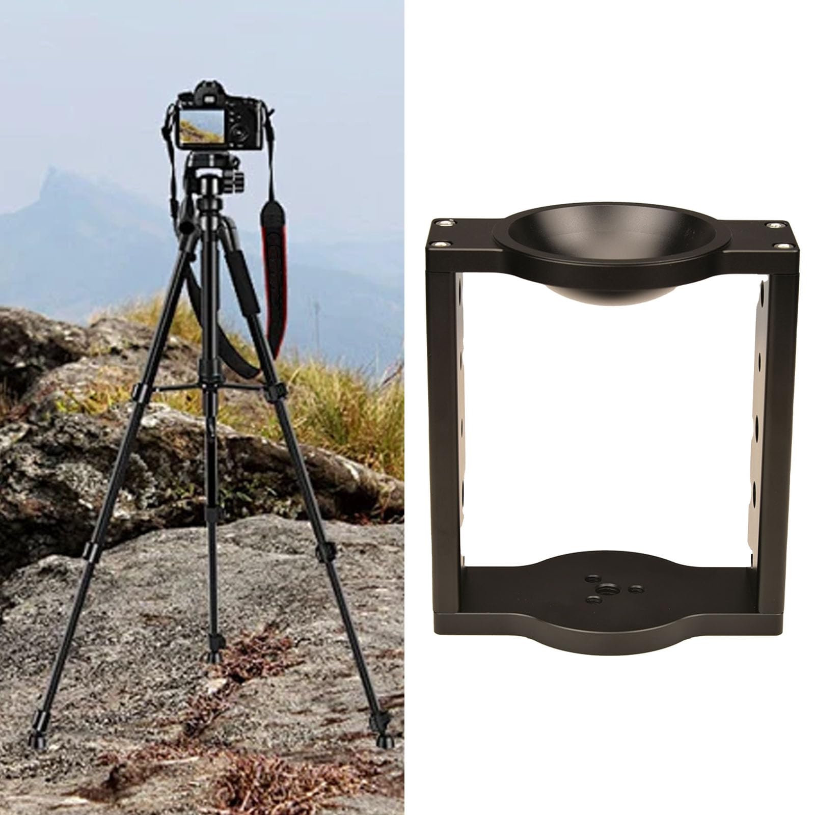 Trépied pour appareil photo 65 mm 75 mm Adaptateur tête fluide en aluminium pour appareil photo reflex numérique Half Ball Flat to Bowl