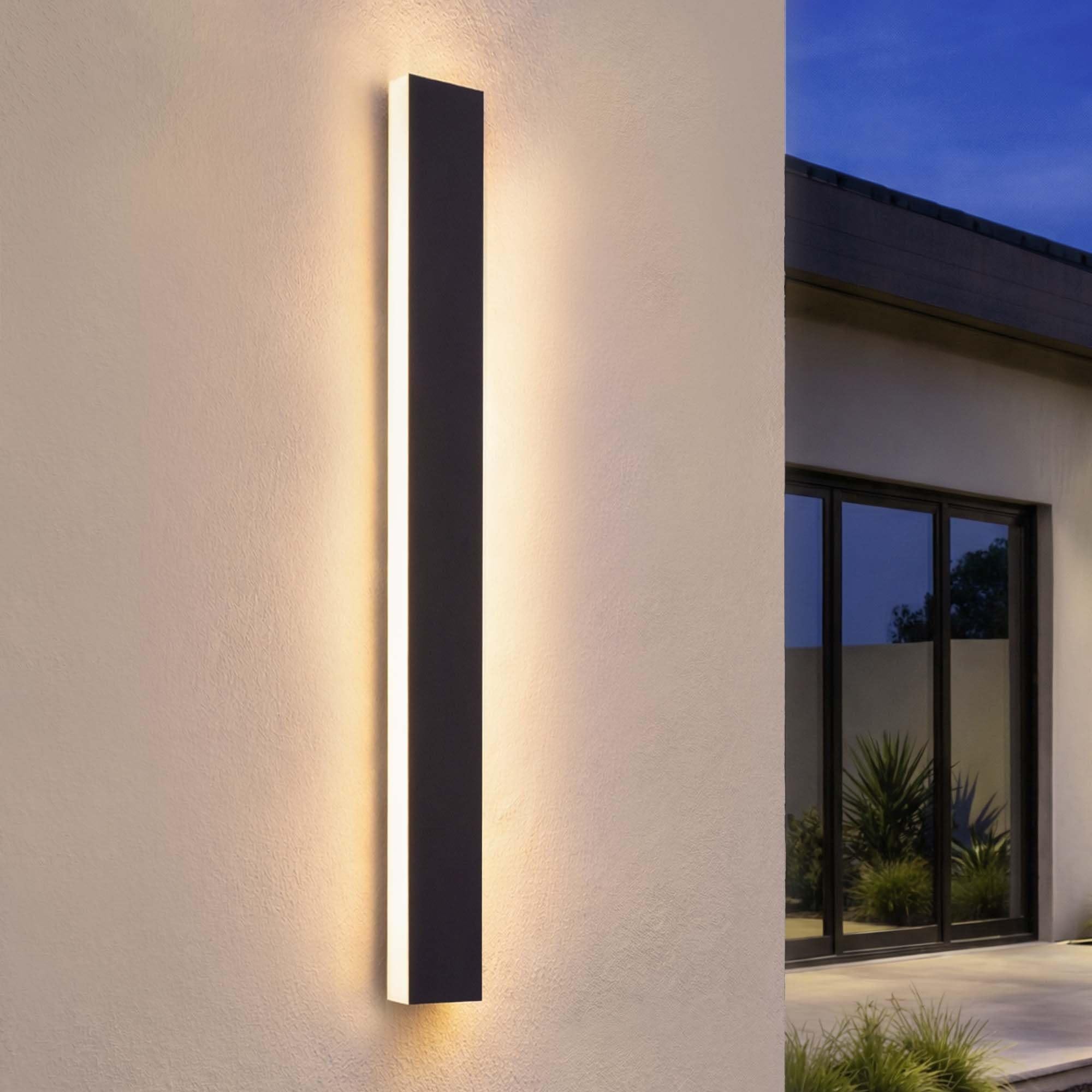 Ledvion - Applique da esterno LED lunga Villa, 100 cm, Ip65, 14W, Noir, Bianco caldo, 2700K, Alluminio e acrilico, per interno ed esterno, applique da esterno, lampada da parete esterna