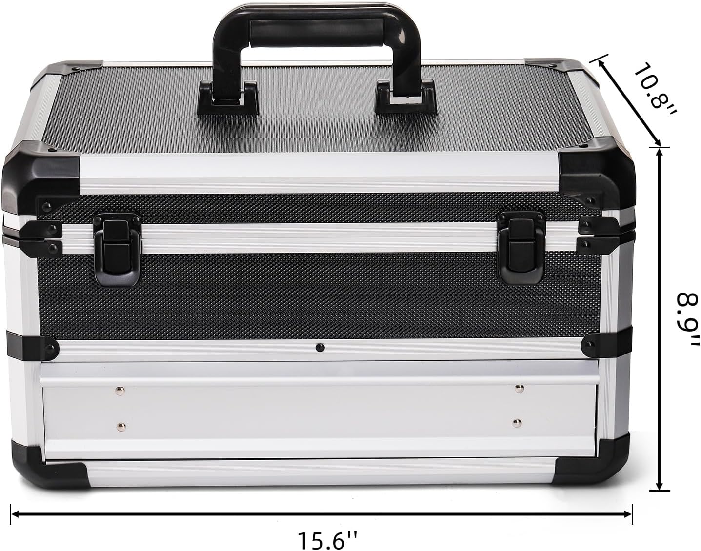 Tool Box, Portable Tool Storage Box with Metal Lock, Aluminum Alloy Hard Craftsman Tool Organizer Case with Drawer for Office, Warehouse, Gym, School