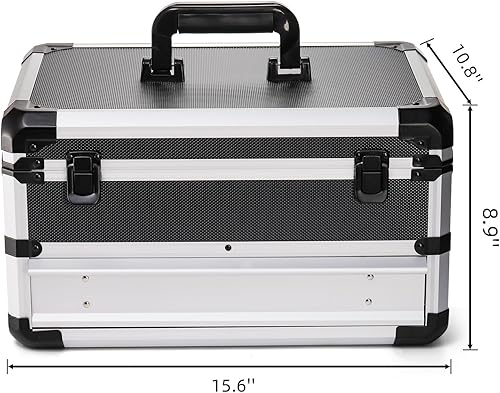 Miniatura 2 de Caja de herramientas, caja de almacenamiento de herramientas portátil con cerradura de metal, caja organizadora de herramientas de artesanía dura de