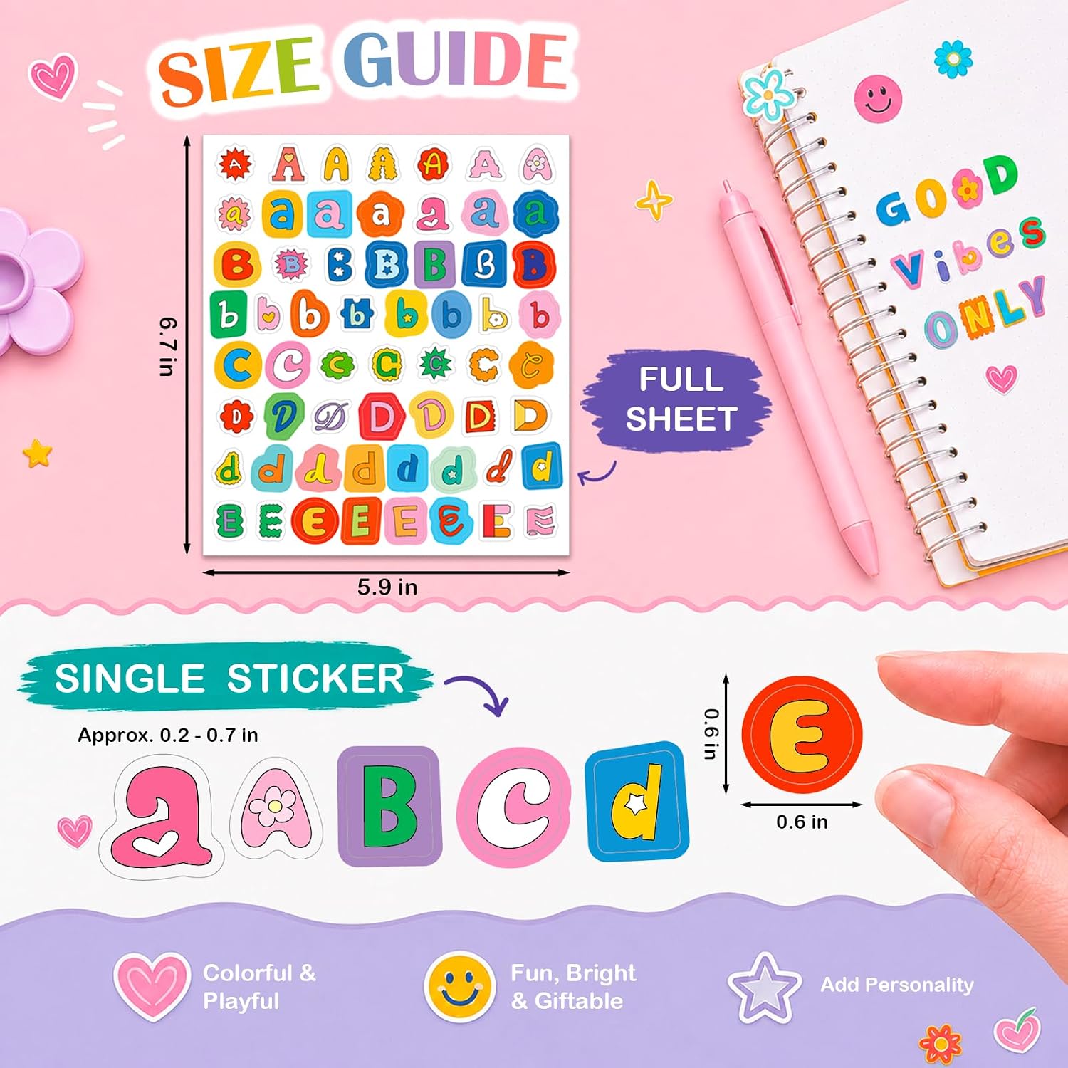 1113PCS Cute Alphabet Stickers, Letter Stickers for Scrapbook Supplies