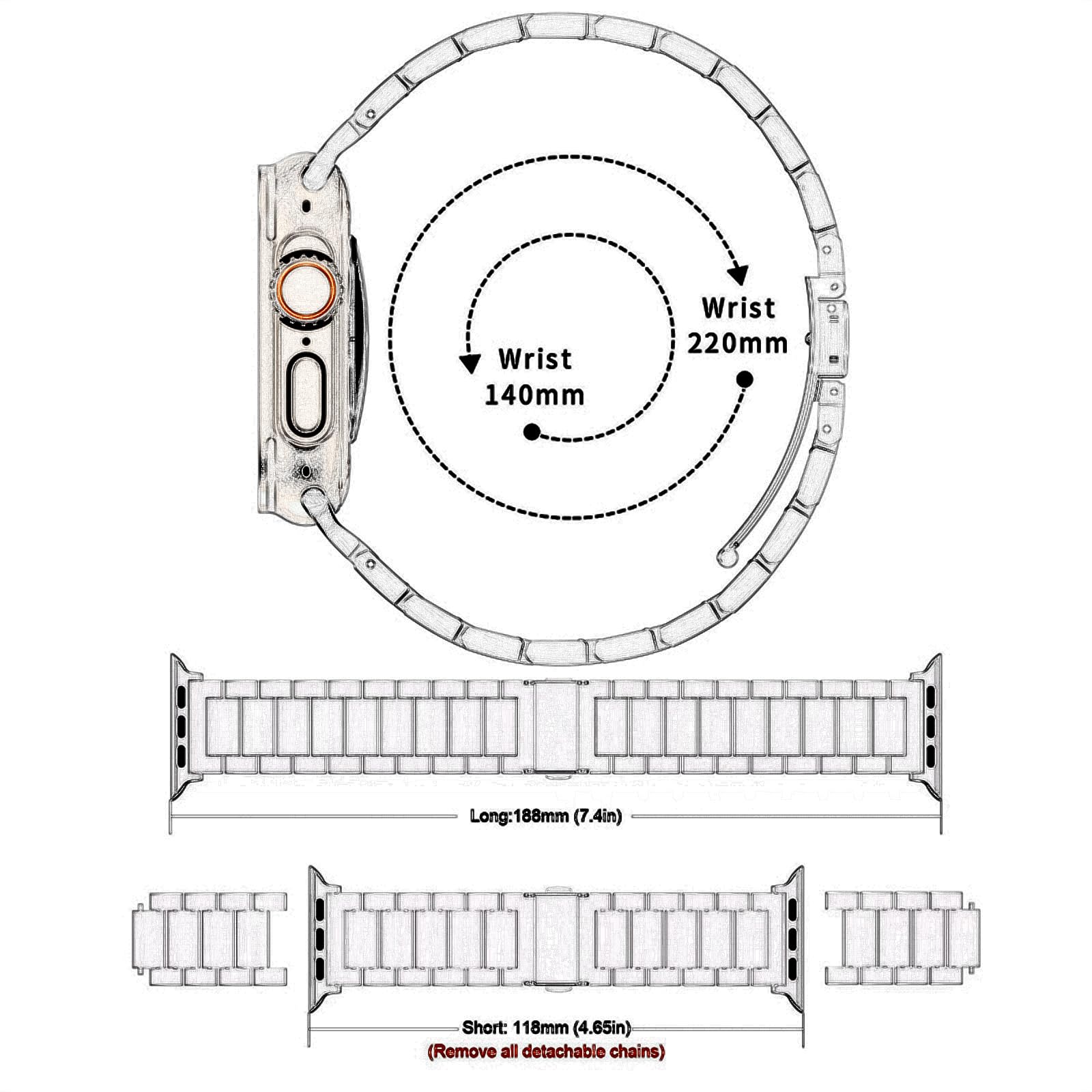 Kompatybilny z Apple Watch Band 49 mm, 45 mm, 44 mm, 42 mm, 41 mm, 40 mm, 38 mm, tytanowy pasek Quick Release do iWatch Ultra 1 2 SE Series 9, 8, 7, 6, 5, 4, 3, 2, 1