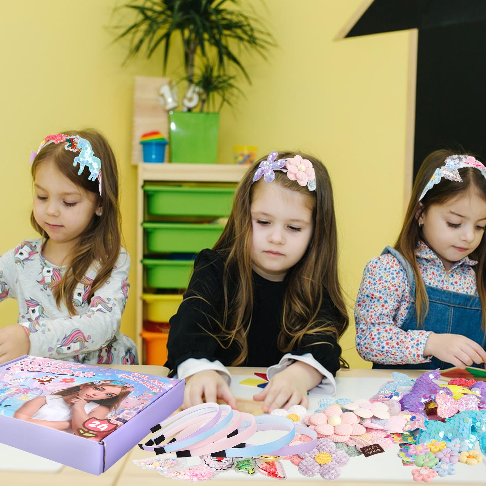Calendario De Adviento 2024 Para Niñas – Kit DIY De Diademas Y Accesorios Para El Cabello, 5-12 Años
