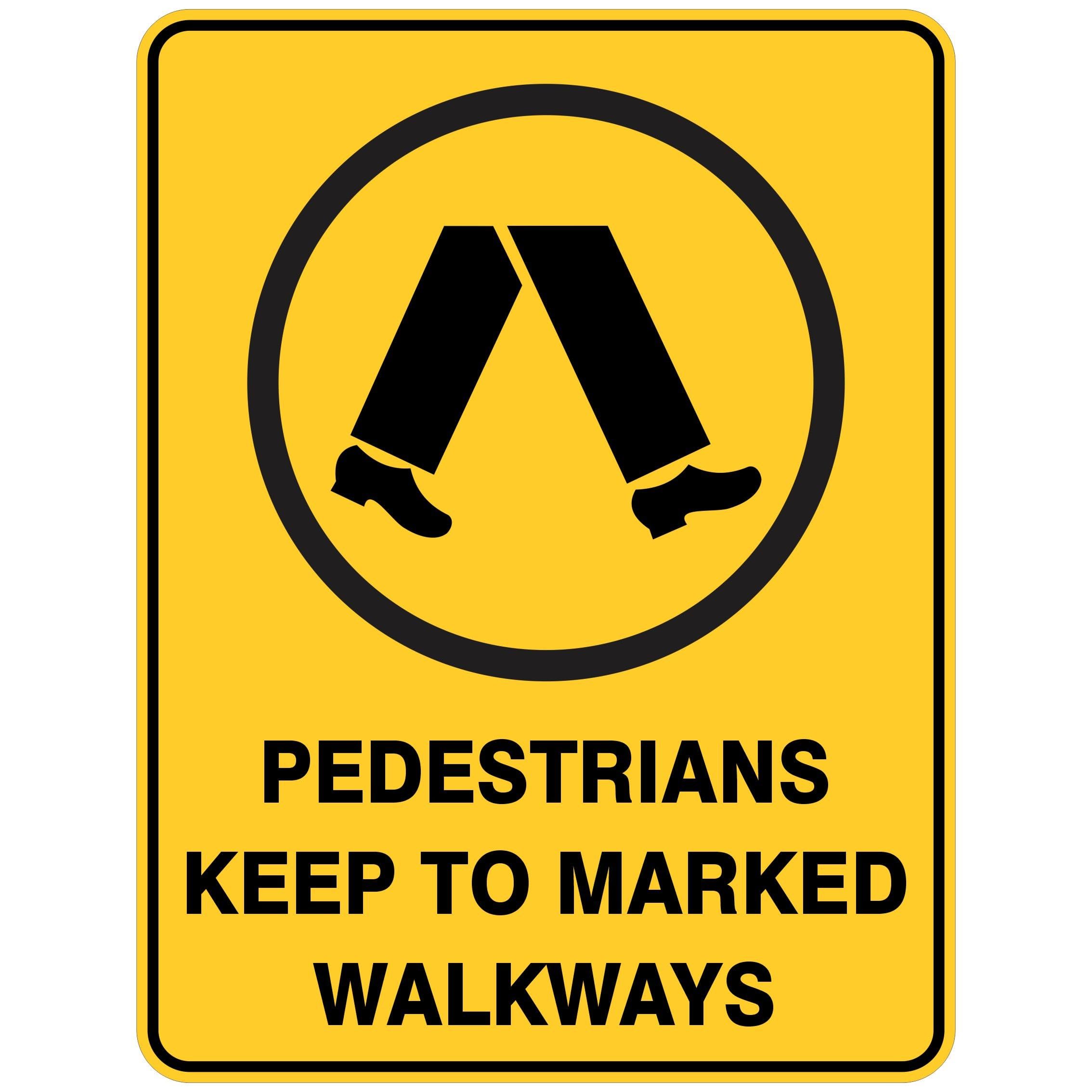 Pedestrians Keep To Marked Walkways Warning Signs Metal Tin Sign 8 x 12 inch for Industrial & Commercial