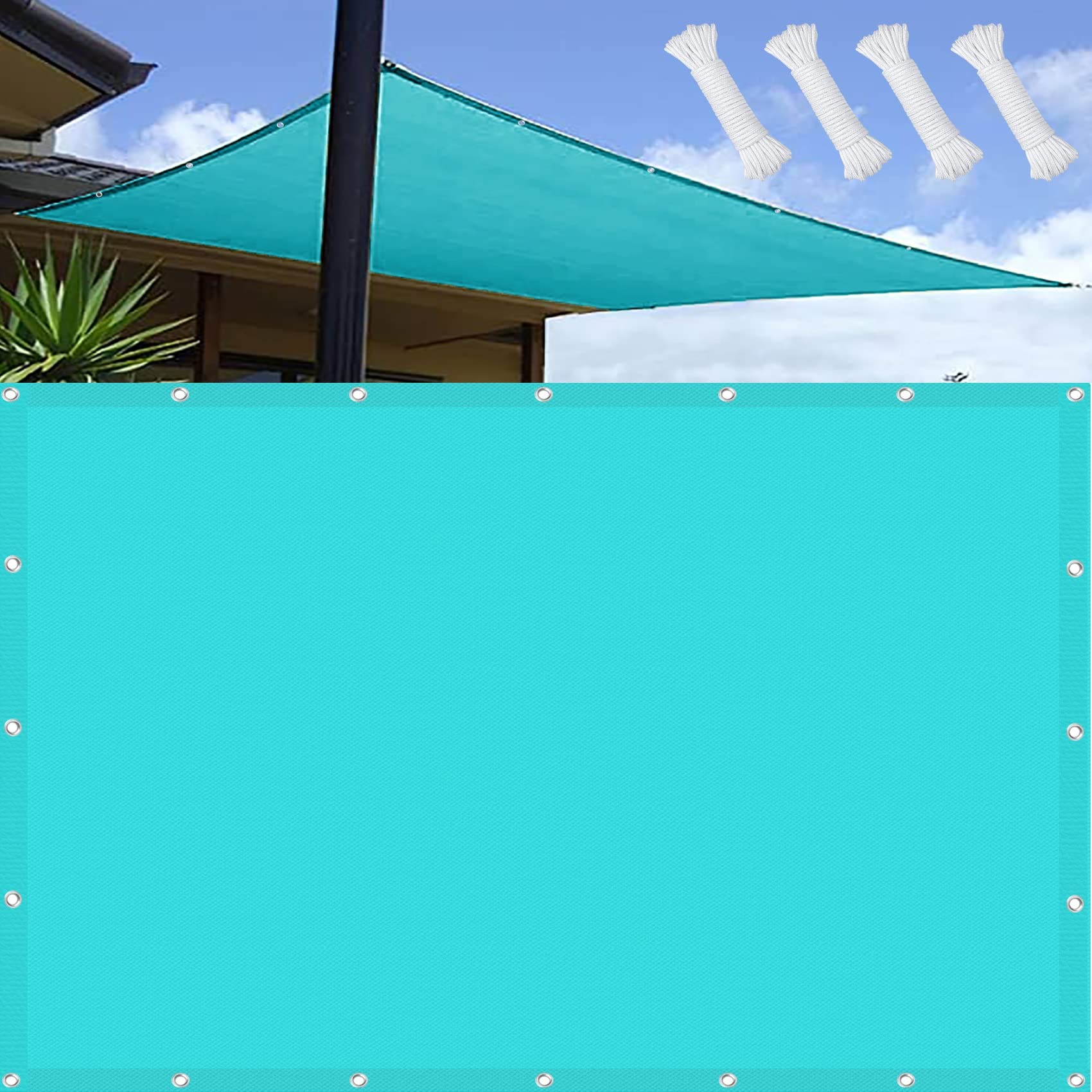 Waterproof Sun Shade 2.5 x 2.5 m Waterproof 98% UV Block Sun Shade Sail Waterproof Rectangle with Mounting Ropes for Outdoors, Garden, Patio, Yard, Party, Sky Blue — image 1