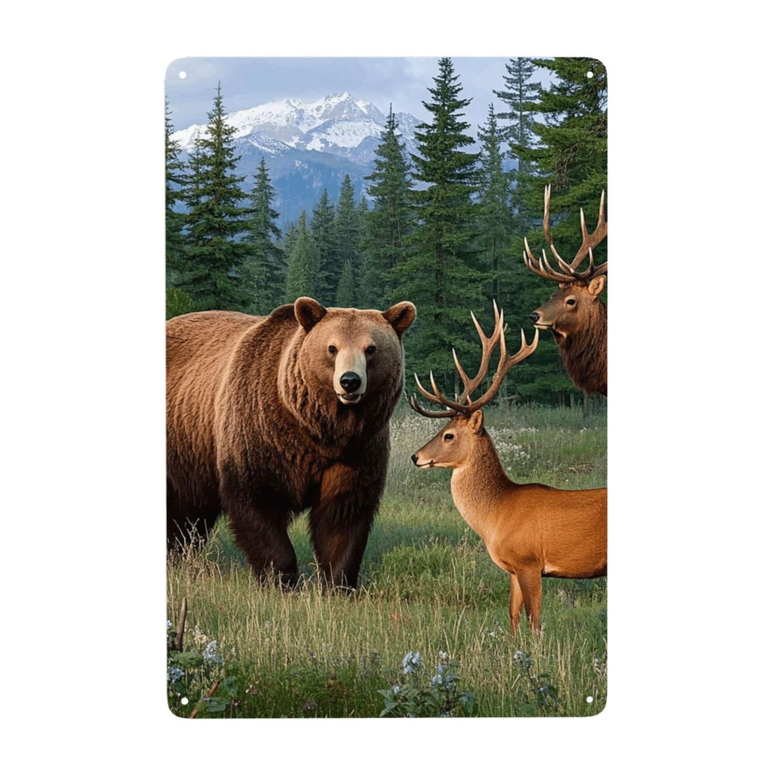 Vintage Metal Tin Signs Retro Garage Signs Stylish Wall Art Plaques for Home Decor Unique Poster 8x12 Inch Vintage Bear Deer Country Wildlife Elk Forest Animals Metal Sign Outdoor Wall Decorations