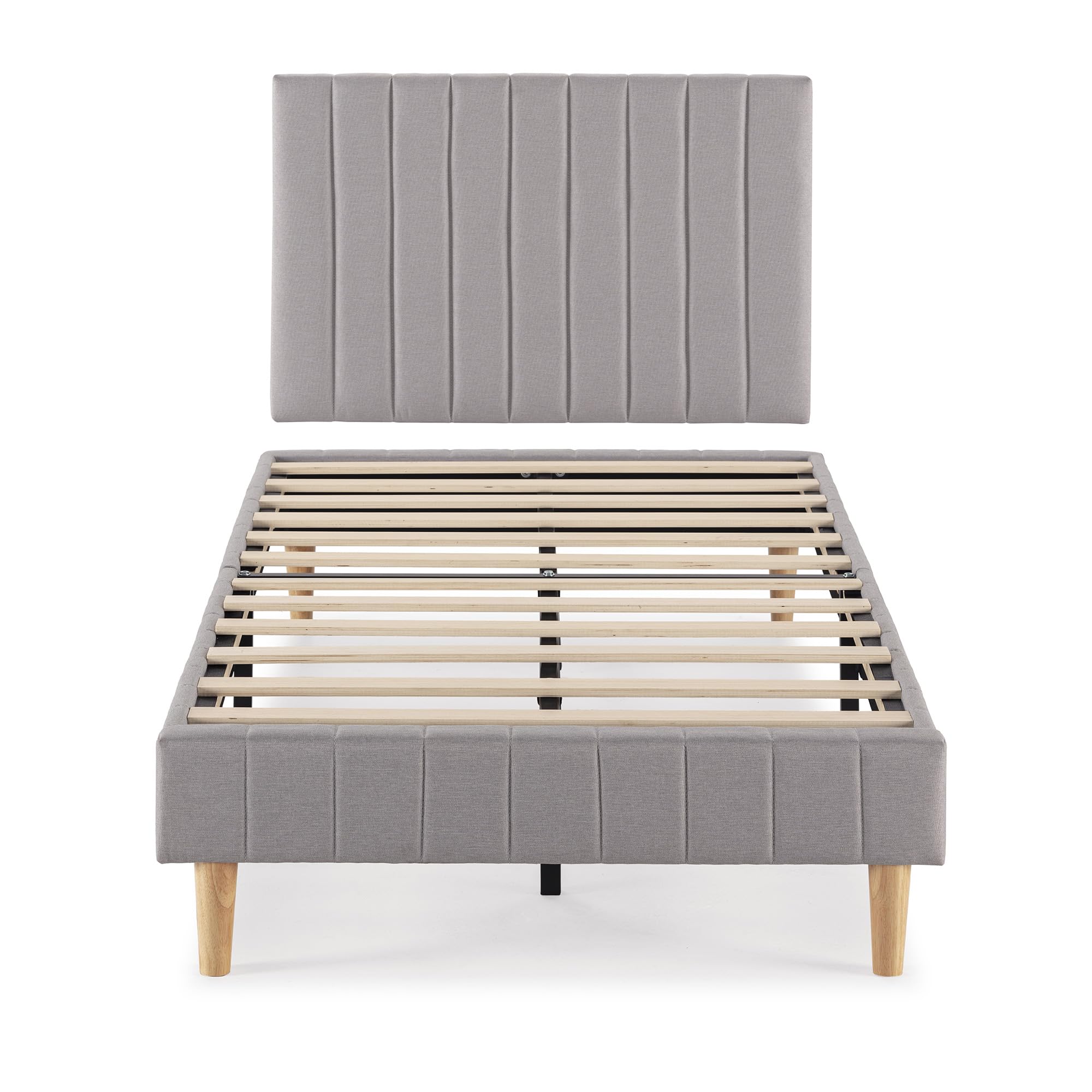 Tête de lit Eris + sommier tapissé 90x190 cm, Gris Clair, hauteur 30 cm