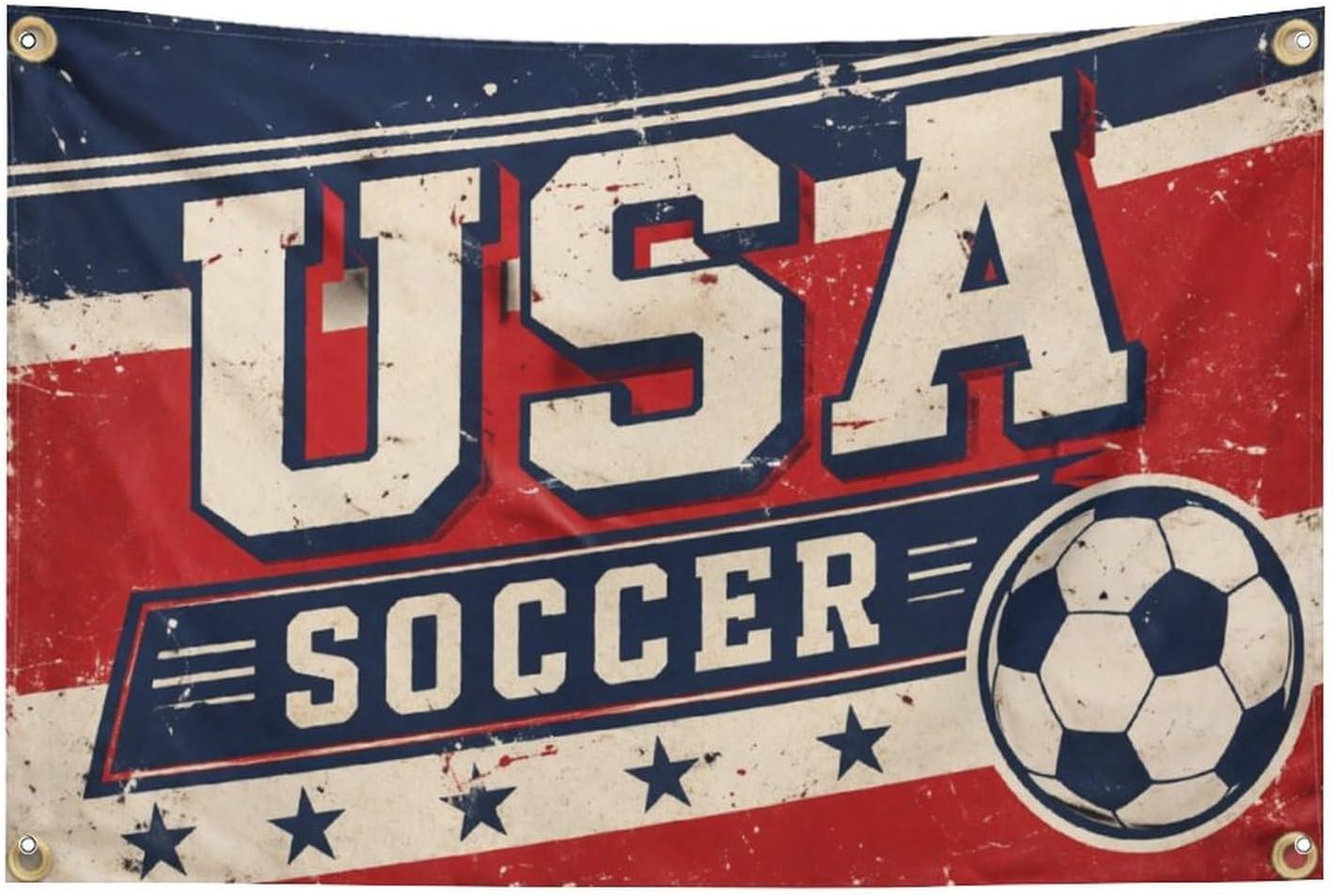 USA Soccer Fan Banner 5x8 FT, Large Vintage Sports Flag Wall Decor, Game Day Hanging Banner for Bedroom, Bar, Dorm, Man Cave, Indoor Outdoor Party Decoration