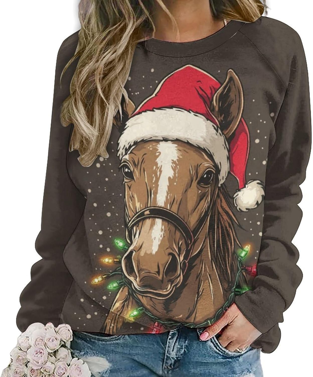 Christmas Sweatshirts For Women Holiday Pullover Crewneck Plus Size 2024 Winter Fashion Casual Funny Warm Outfits