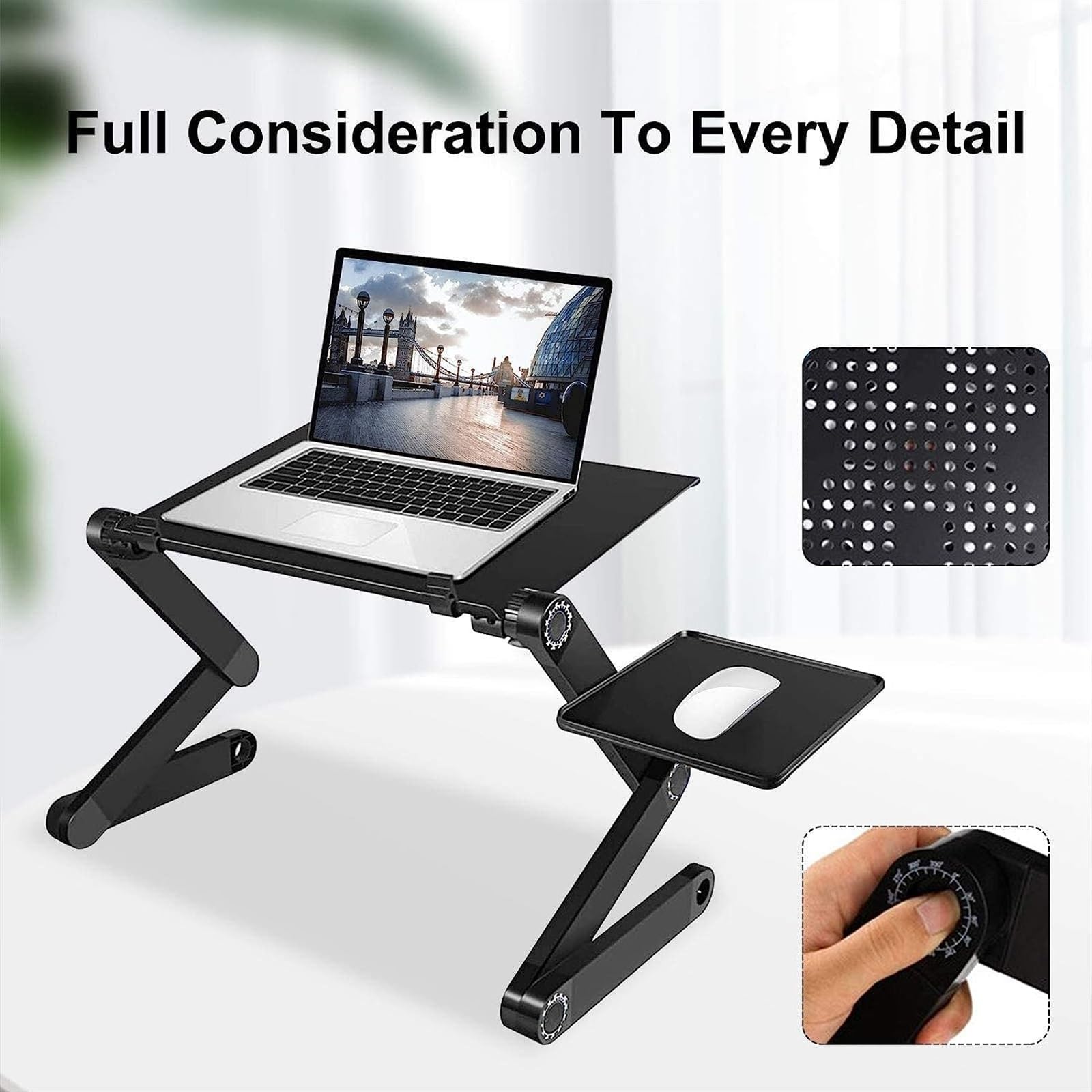 NAKEAH Supporto da Tavolo Regolabile for Laptop, Supporto for Workstation Portatile Portatile, scrivania ergonomica Pieghevole for Laptop da Ufficio in Lega di Alluminio