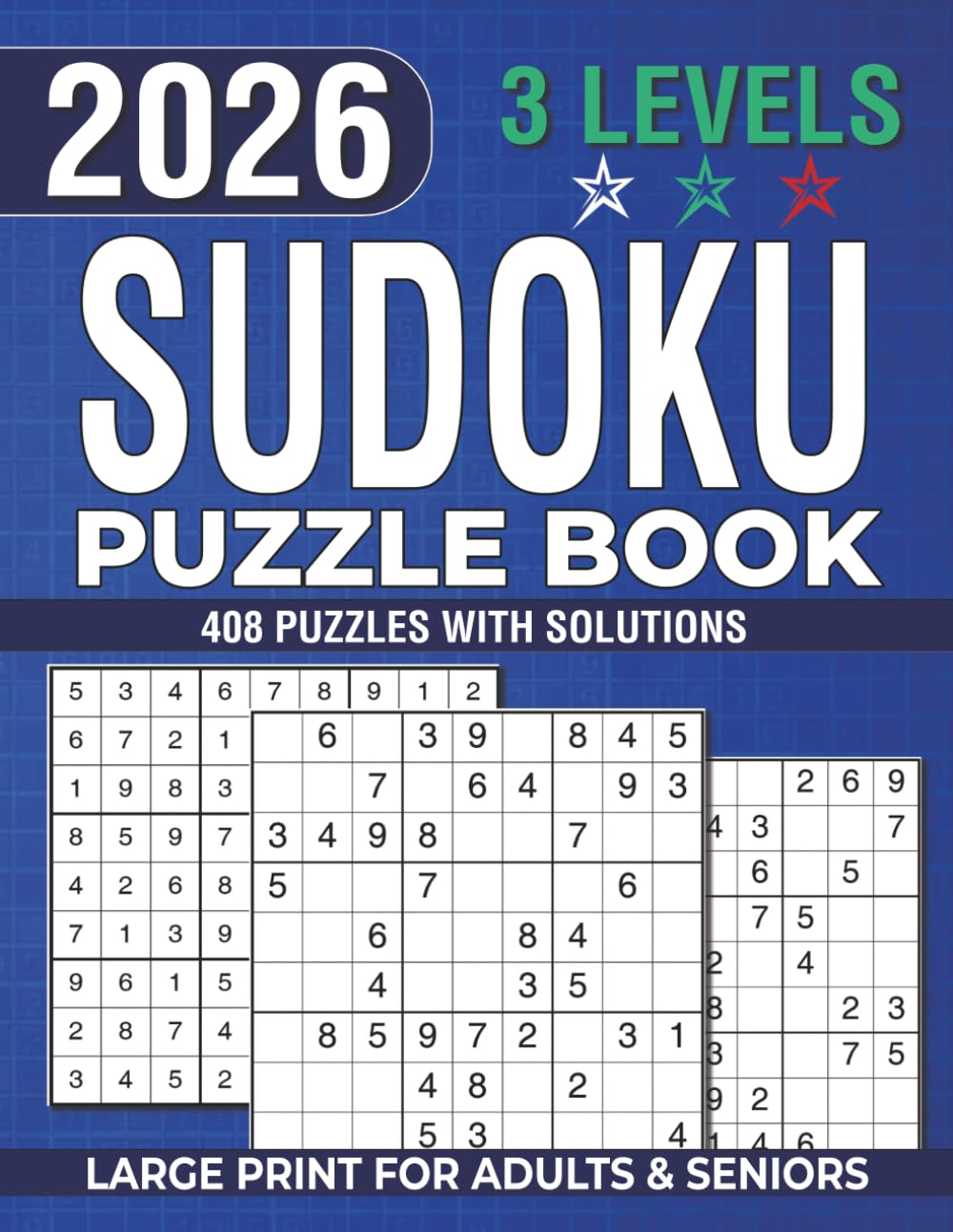 Sudoku Puzzle Book for Adults & Seniors: Easy to Hard Puzzles & Solutions - Gift for Puzzle Lovers