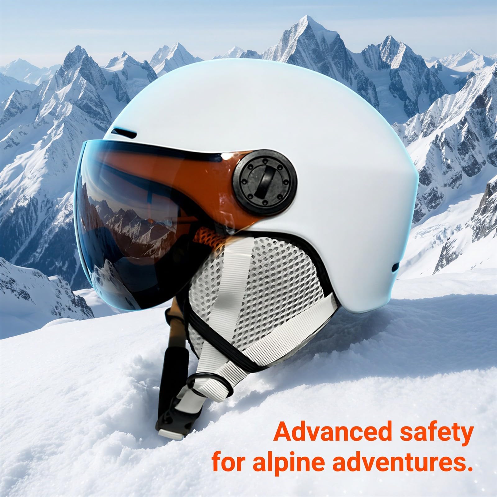 Kask narciarski z wizjerem, kask śnieżny XL dla mężczyzn i kobiet, model kask snowboardowy ze zintegrowaną osłoną gogle, lekki, matowy, biały, nakrycie głowy do narciarstwa zjazdowego, sportów
