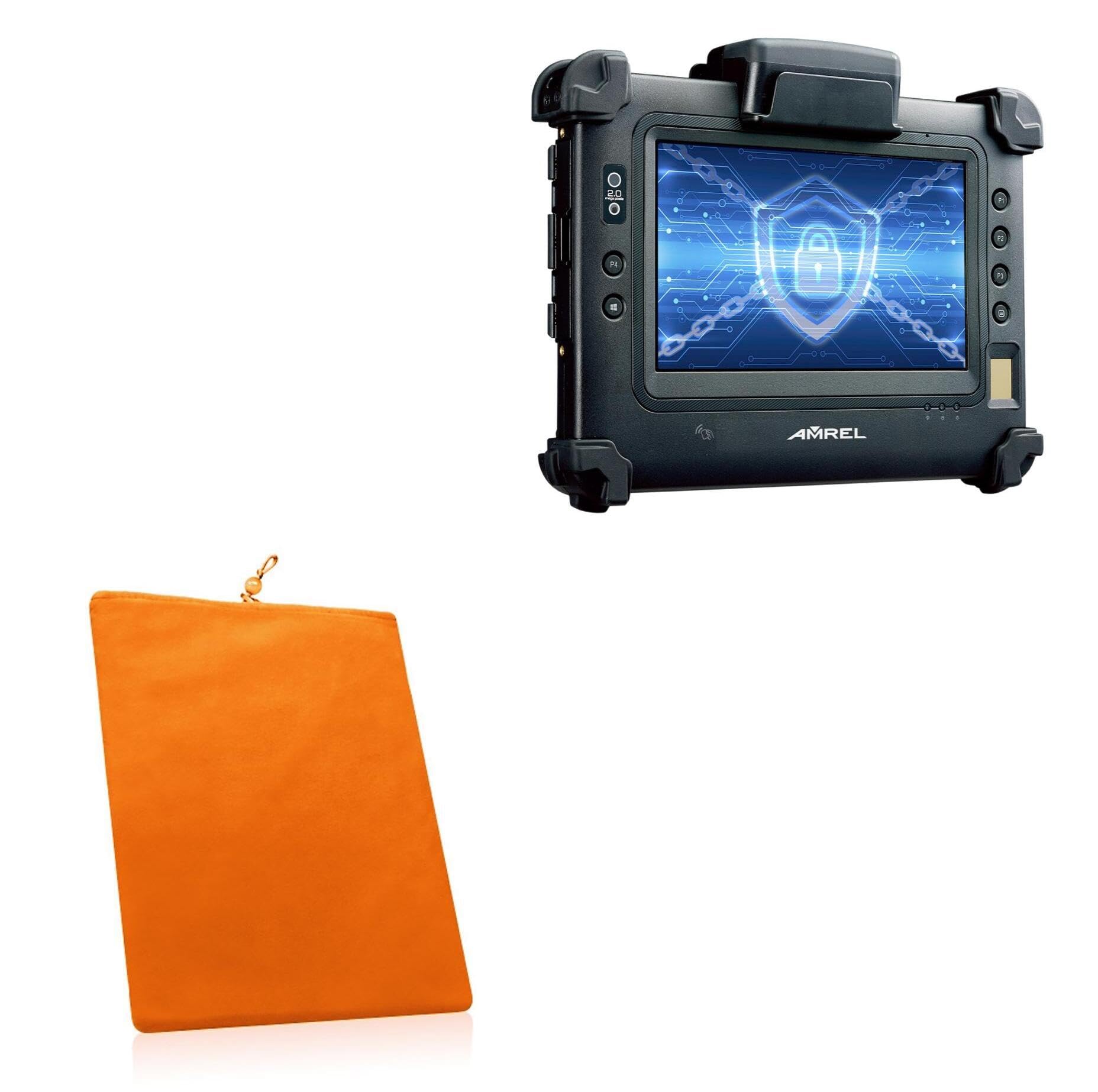 BoxWave Case Compatible with Amrel Bioptix PM3B - Velvet Pouch, Soft Velour Fabric Bag Sleeve with Drawstring - Bold Orange