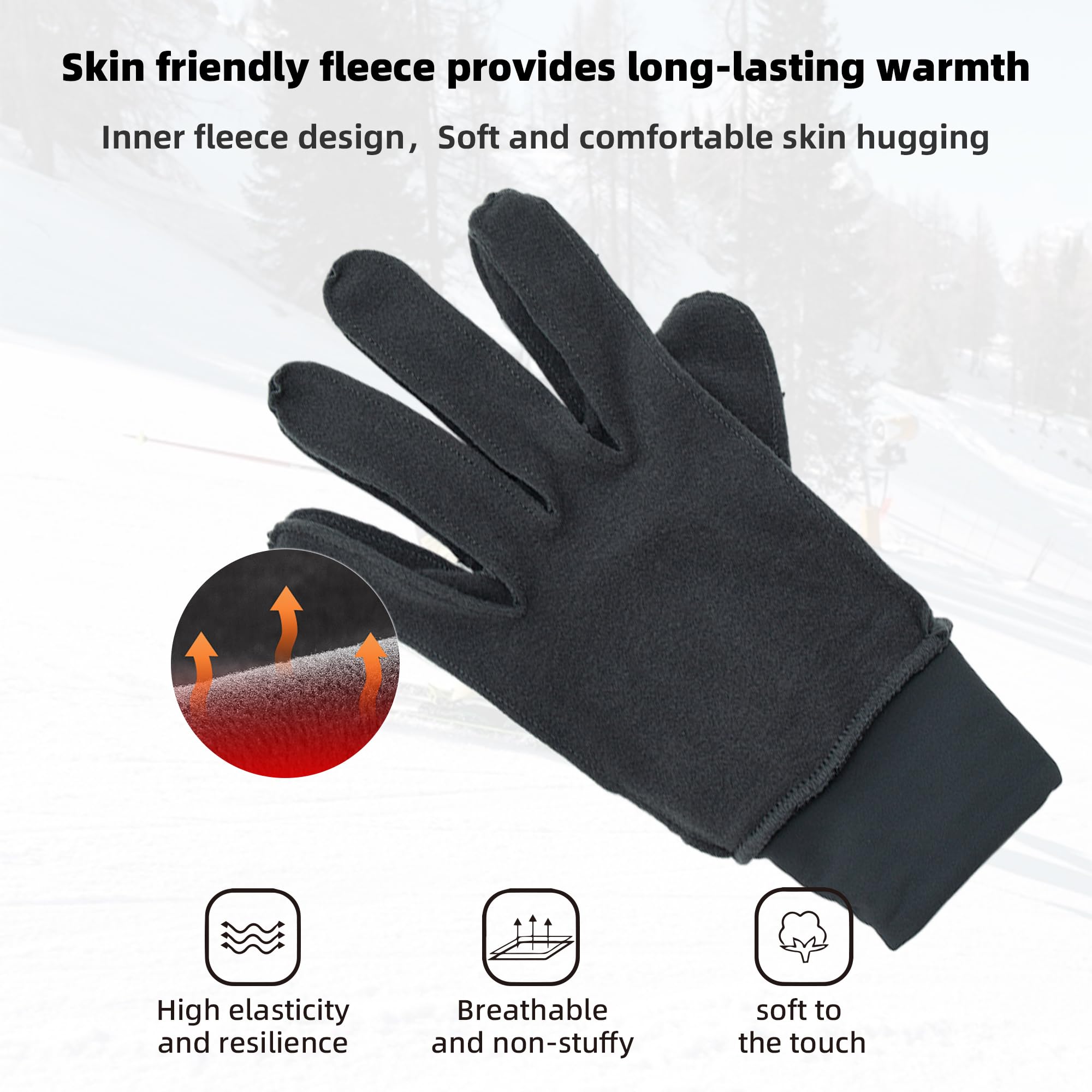 YKYWBIKE Winter-Fahrradhandschuhe für Herren und Damen, Touchscreen, gepolstert, wasserabweisend, winddicht, warm, rutschfest, für Laufen, Radfahren, Workout