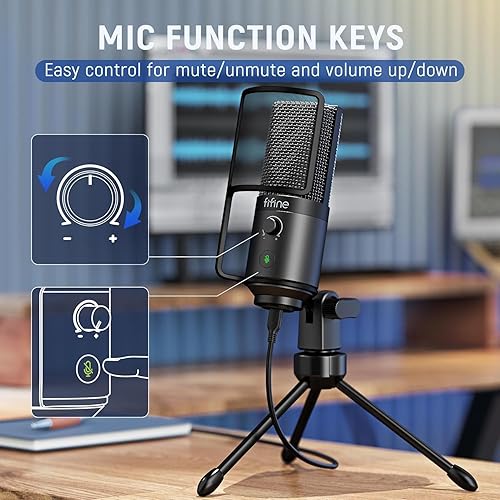 Miniatura 3 de FIFINE Micrófono de grabación de podcasts, micrófono de condensador USB para transmisión de música vocal, micrófono de escritorio de computadora con