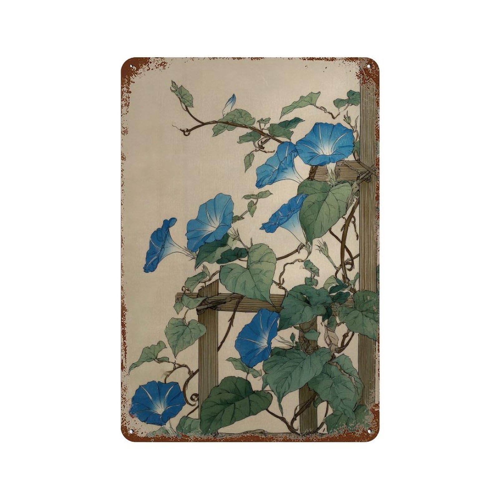 xiaoxiaoshen Morning Glories. Traditional Japanese Botanical Wall Decor Art Metal Tin Poster Modern Home Decor Art Home Bar Shop Decorations Vintage Sign 30x20cm