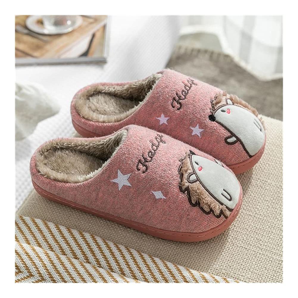 Pantofole in Cotone Autunno e Inverno casa Calda Maschio in Cotone Pantofole del Fumetto Riccio Comodo Maschio Pantofole Casual Comodo Scarpe Femmina (Color : Yellow, Shoe Size : 35-36)
