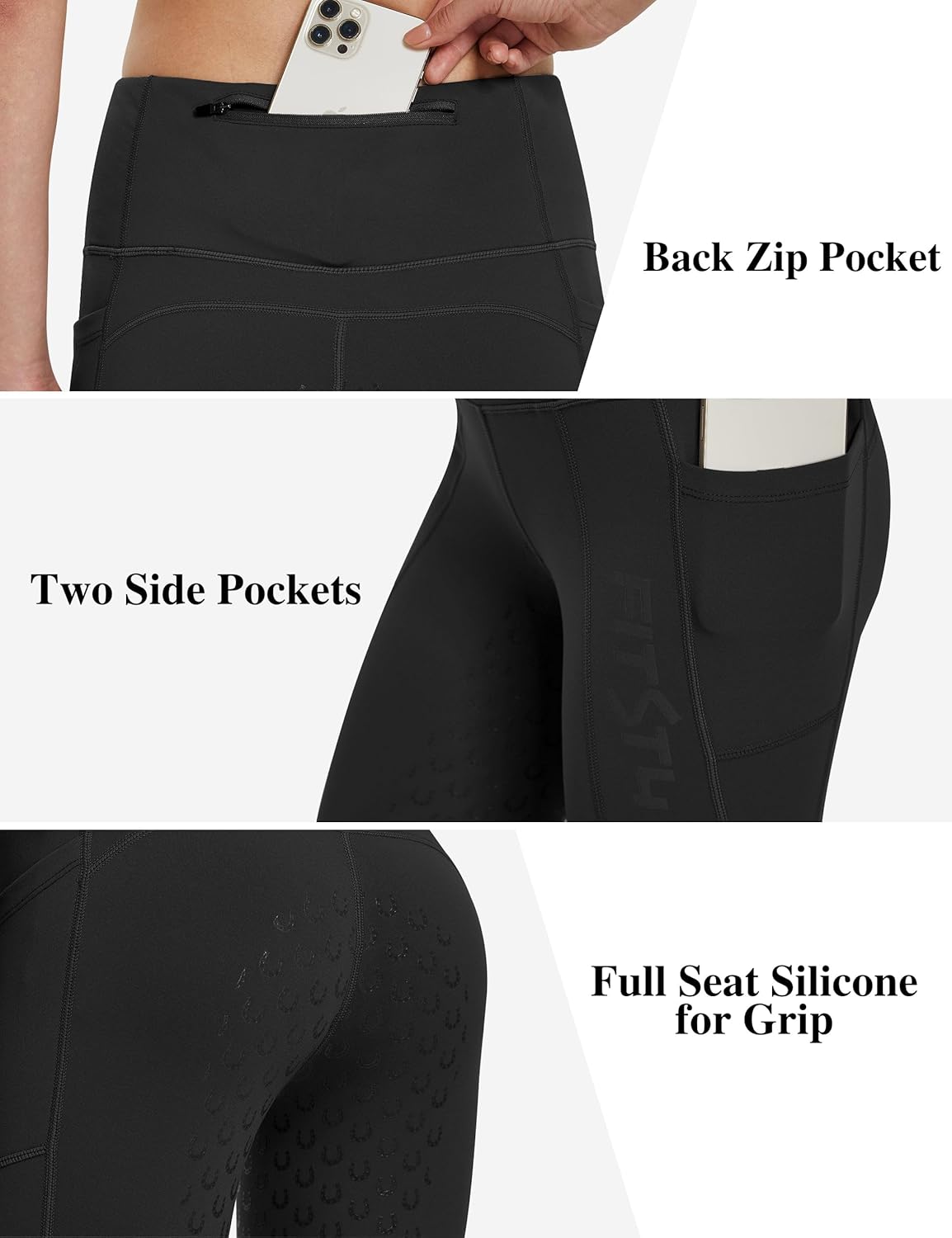 FitsT4 Sports Women's Winter Riding Breeches Fleece Lined Horse Riding Pants Tights Full Seat Silicone Equestrian Breeches - Image 4