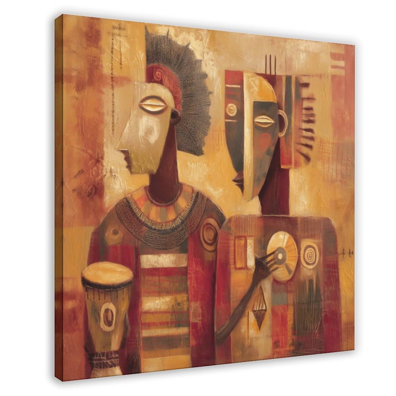 Poster di musica tribale africana su tela, decorazione artistica da parete, stampa dipinti per soggiorno, camera da letto, decorazione 40,6 cm L x 40,6 cm W