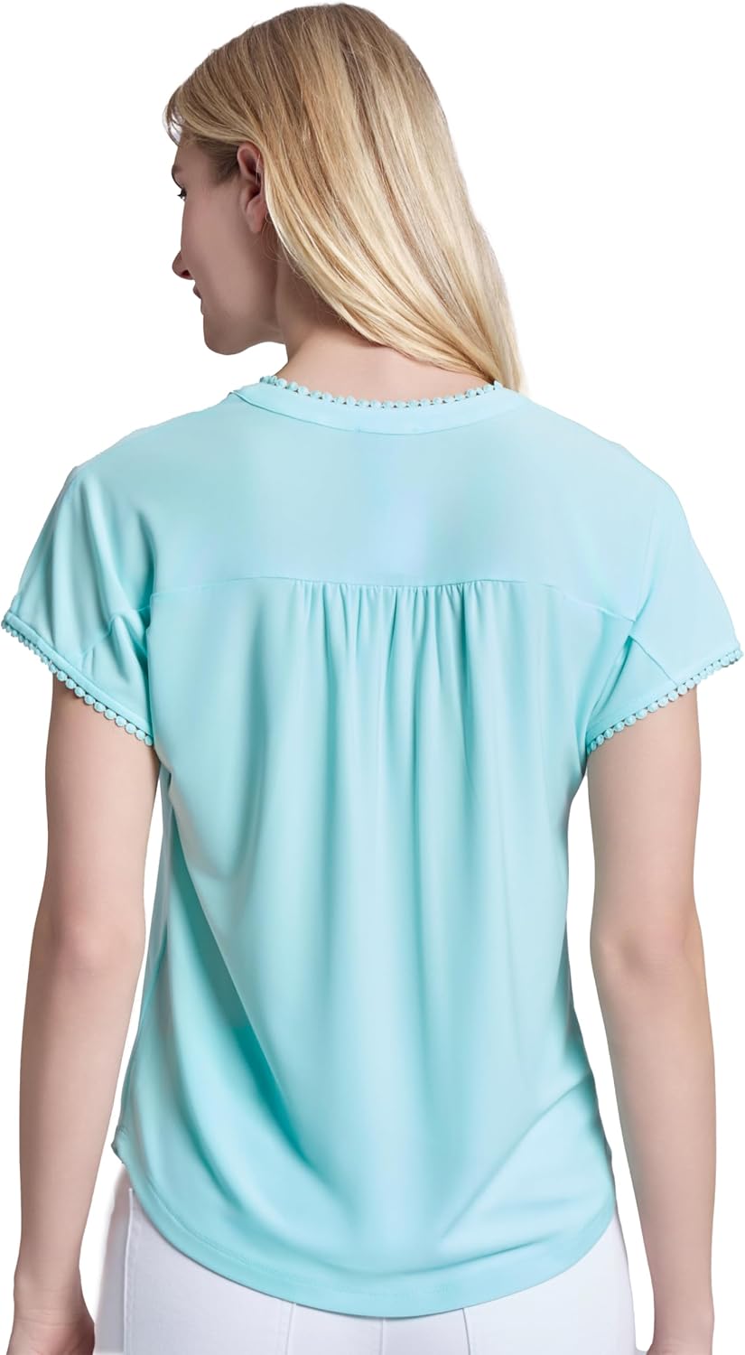 Jones New York Womens Split Nk Henley with Trim - Image 3