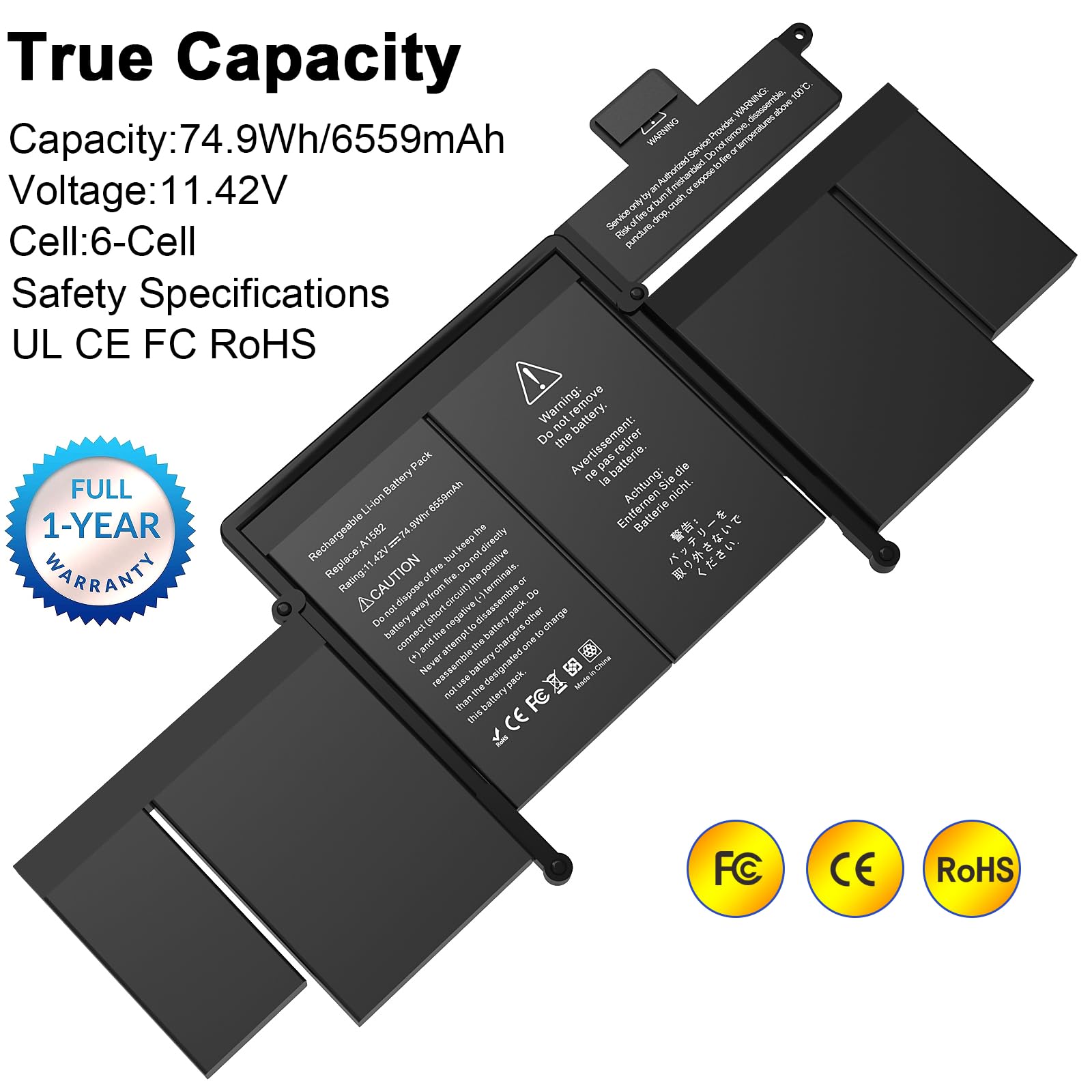 Amazon.co.jp: BNDeluxe A1582 Battery Replacement, A1502 A1493