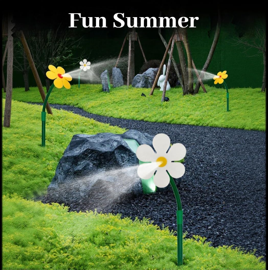 Crazy Daisy Sprinkler, Crazy Daisy Water Sprinkler for Lawn& Garden,360° Rotating Dancing Flower Water Crazy Sprinkler for Kids & Pets Playing (Yellow)