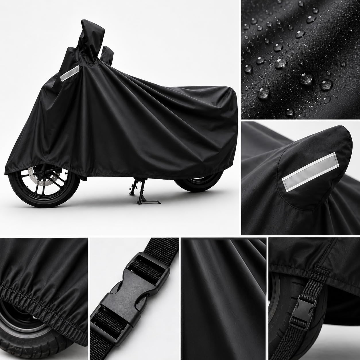 Sulfar Universal Bike Cover UV Protection & Dustproof Bike Body Cover for Two Wheeler Bike Scooter Scooty Activa (Black) 4