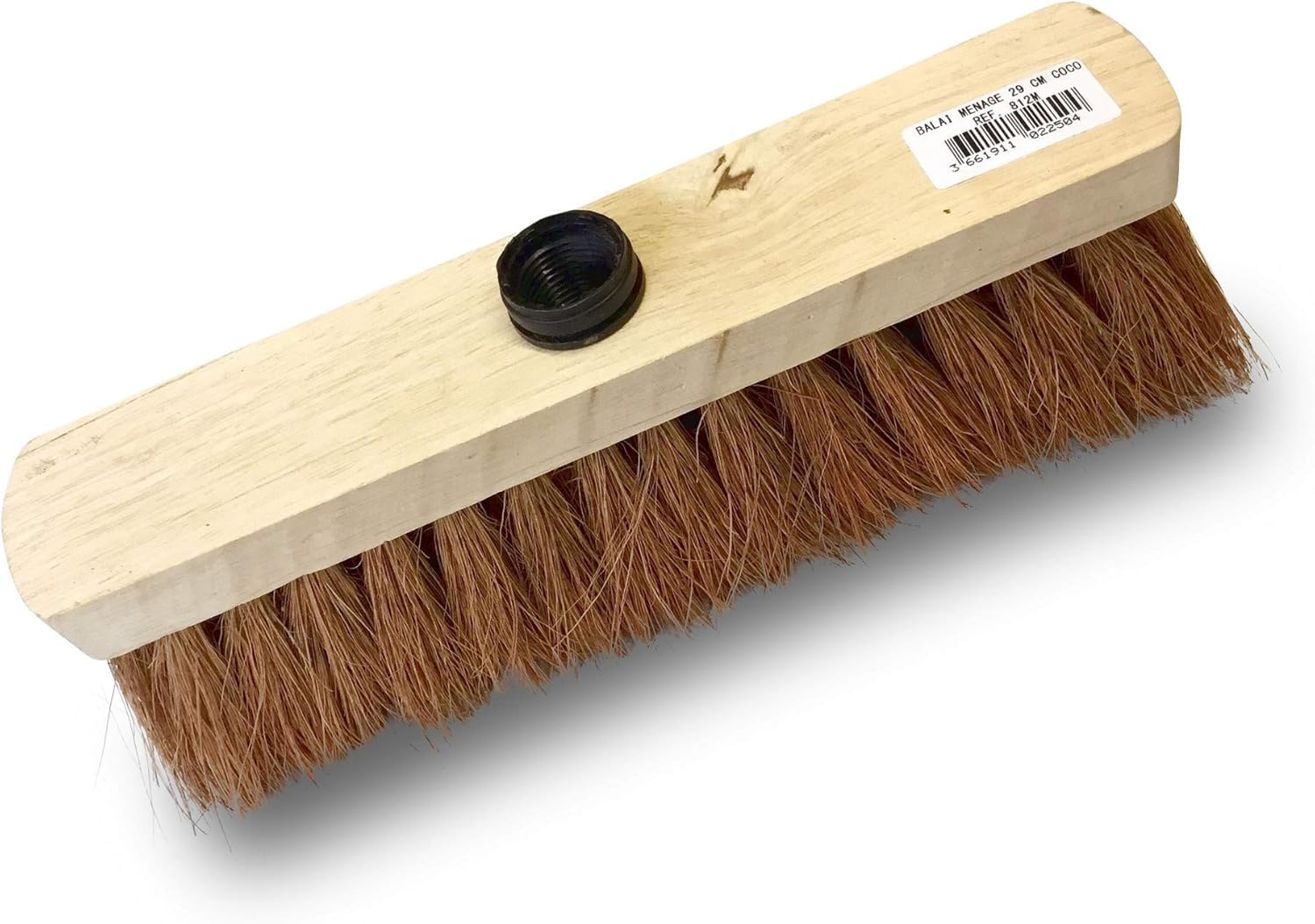 Kibros 10 Stück Besen für den Haushalt, Kokosfasern, naturfarben, 29 cm, ohne Stiel | Natürliche Kokosfasern, Holzsohle, Schraubhülse Kunststoff, Lieferung ohne Stiel, 10 Stück Sparset