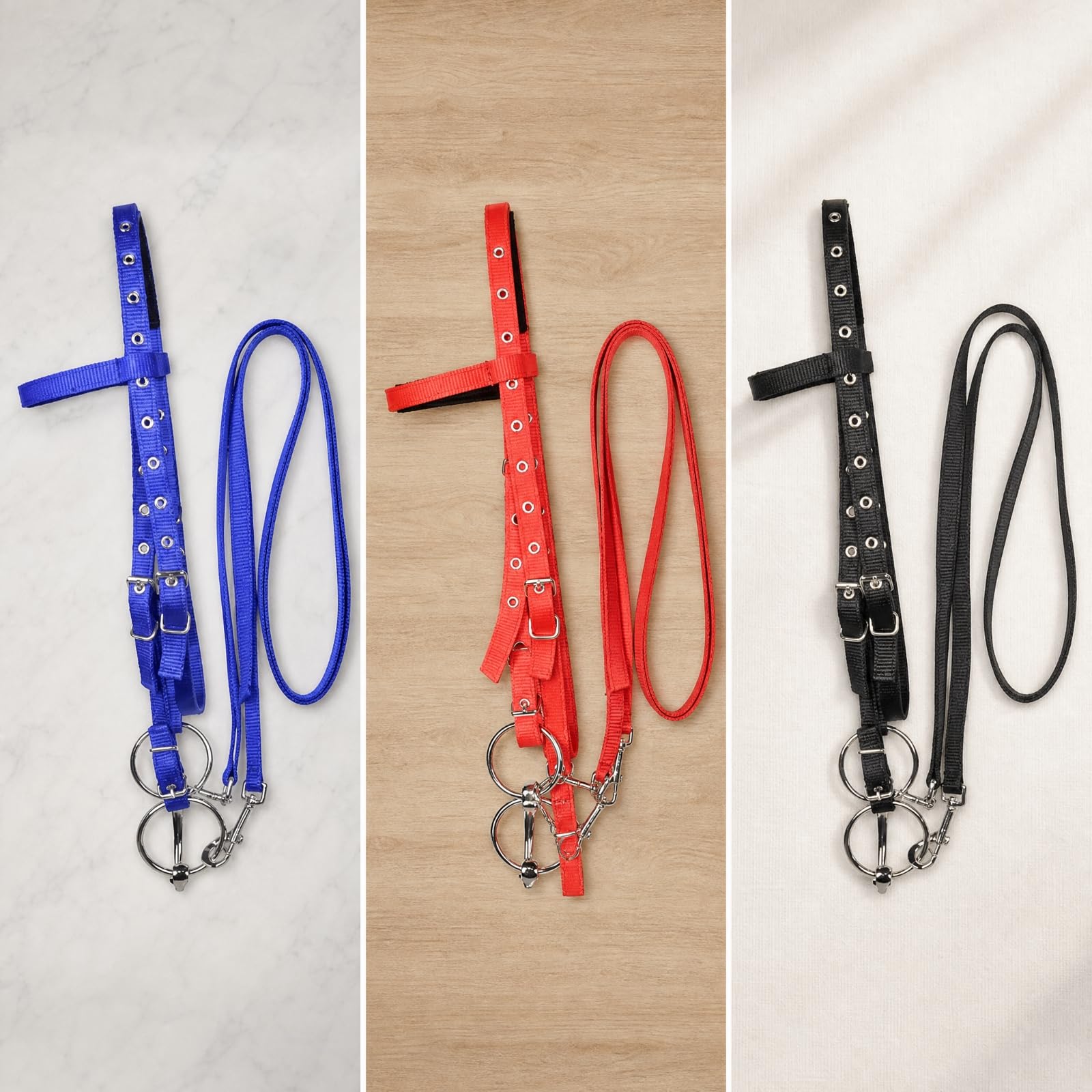 Almencla Set di Redini E Cavezza in Nylon con Morso in Metallo per Adatto per Equitazione Addestramento E Scuola