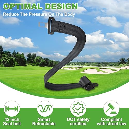 Miniatura 3 de 10L0L Juego de 2 cinturones de seguridad para carrito de golf, retráctiles, universales de 42 pulgadas, con hebillas, kit de 2 pasajeros para la