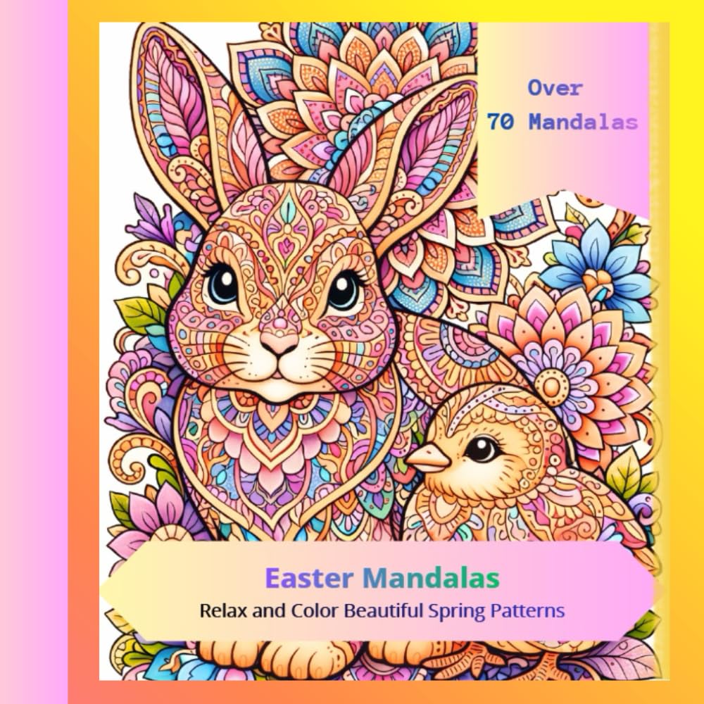 Easter Mandala Coloring Book: 70+ Relaxing Easter Mandala Designs with Bunnies, Eggs and Spring Flowers for Adults and Teens
