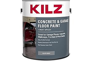KILZ 1-Part Epoxy Acrylic Concrete and Garage Floor Paint for Basement Flooring Over Concrete
