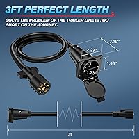 Vista 6 de MICTUNING Cable de extensión de enchufe de remolque de 7 vías 7 hojas cable conector de cableado de remolque 3 pies 10 14 AWG