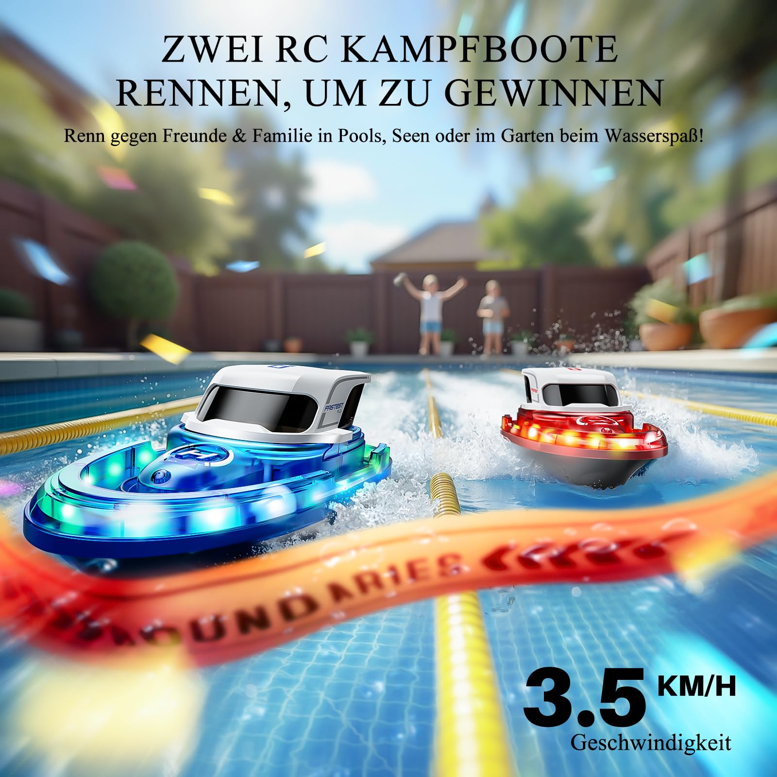 SYMA Ferngesteuertes Boot 2er Set für Kinder 8-12 Jahre, RC Rennboote mit LED & Wasserspray, 20 Min pro Boot, 40 Min Gesamt, Spielzeug für Pool & See, Geschenk für Jungen & Mädchen