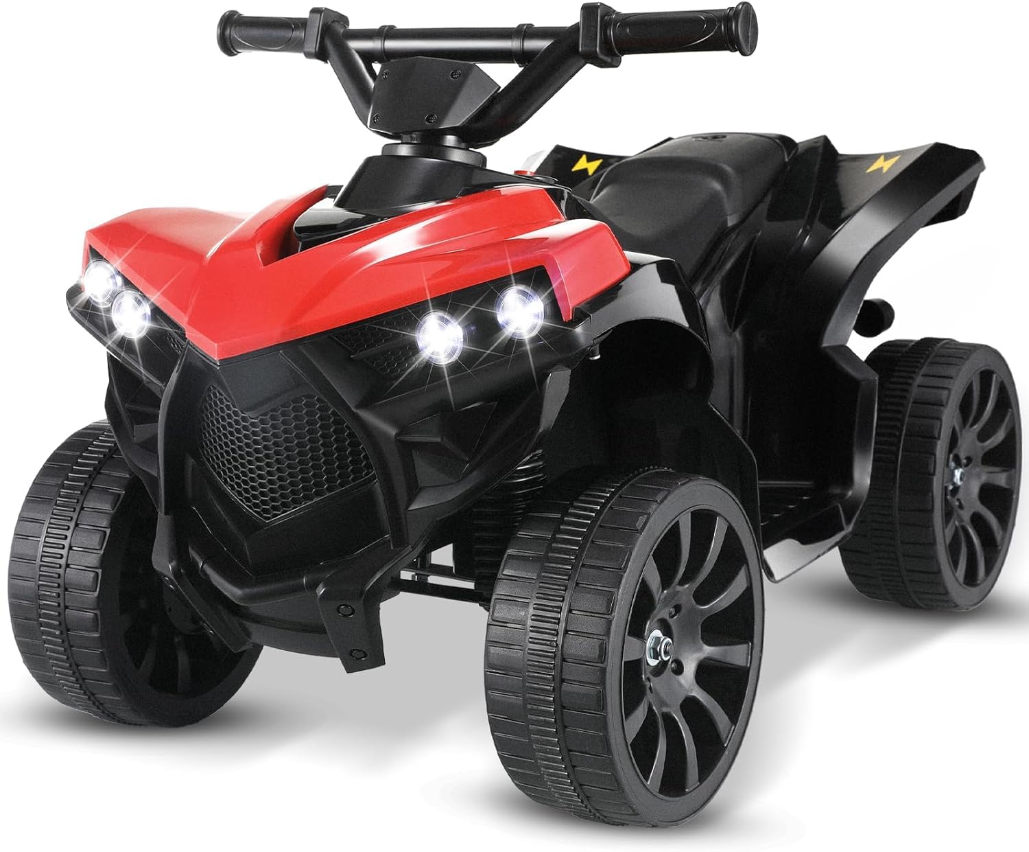 MAMIZO 6V Elektro-Quad Kinder, Kinderfahrzeug mit 3 KM/h, für ab 3-5 Jahre | Kinderquad mit LED-Scheinwerfern, Elektroauto mit 4 räder, Elektroquad mit Musik, Hupe, Vorwärts-/Rückwärtsfunktion, Rot