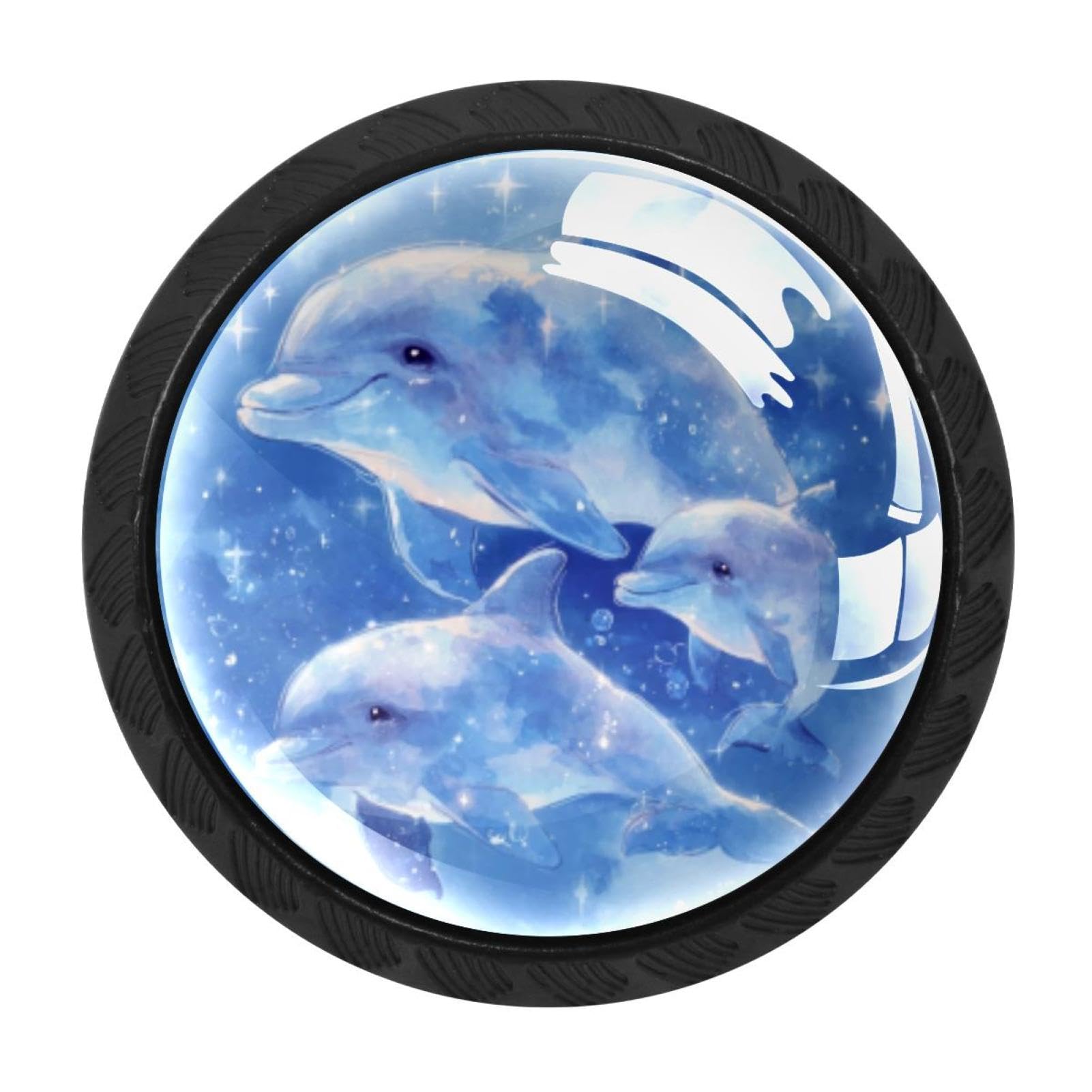 CHENZZZZ 4 Pack Cute Dolphines Blue Ocean Background (1) Kitchen Cabinet Knobs Drawer Knobs Door Dresser Handles for Personalized Gifts Great for Any Occasion