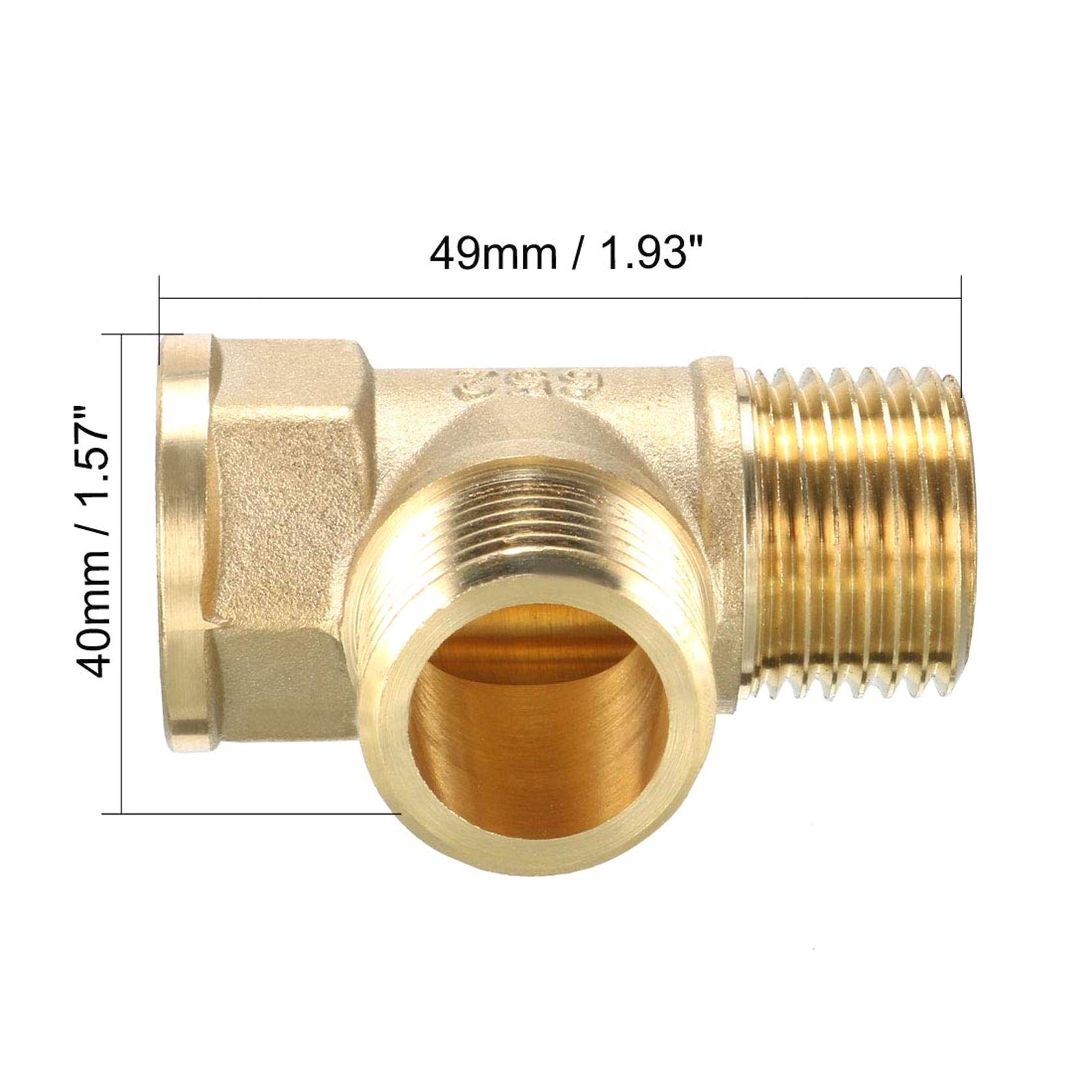 2 Raccords En T En Laiton 1/2 Pouce – Pour Plomberie, Climatisation, Salle De Bain – Filetage IG/IG/AG (20,5 Mm / 26,7 Mm)