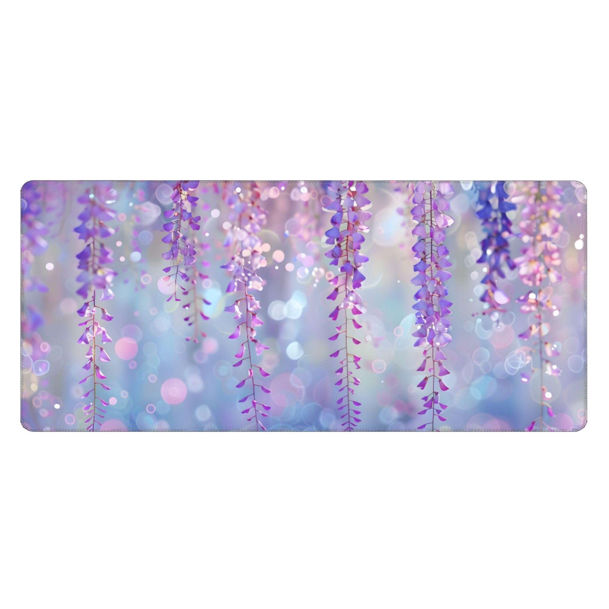 Purple Pink Beaded Extended Gaming Mouse Pad, with Stitched Edges Large Mouse Pad Desk Protector, Rubber Base Mousepad Keyboard Mouses Mat for Work Game Office Home- 32" X 12" Inch