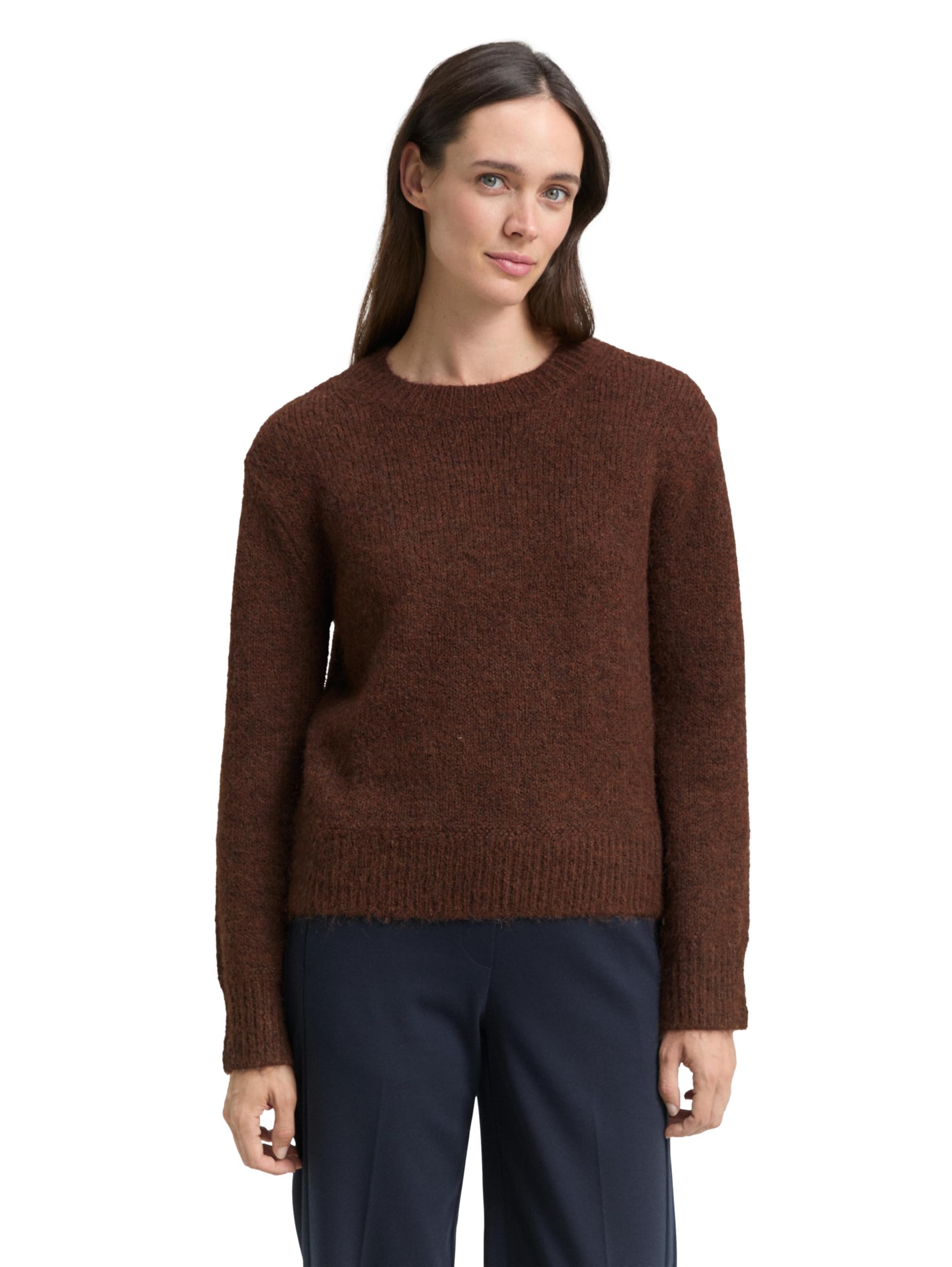 TOM TAILOR Damen Strickpullover mit Wollanteil